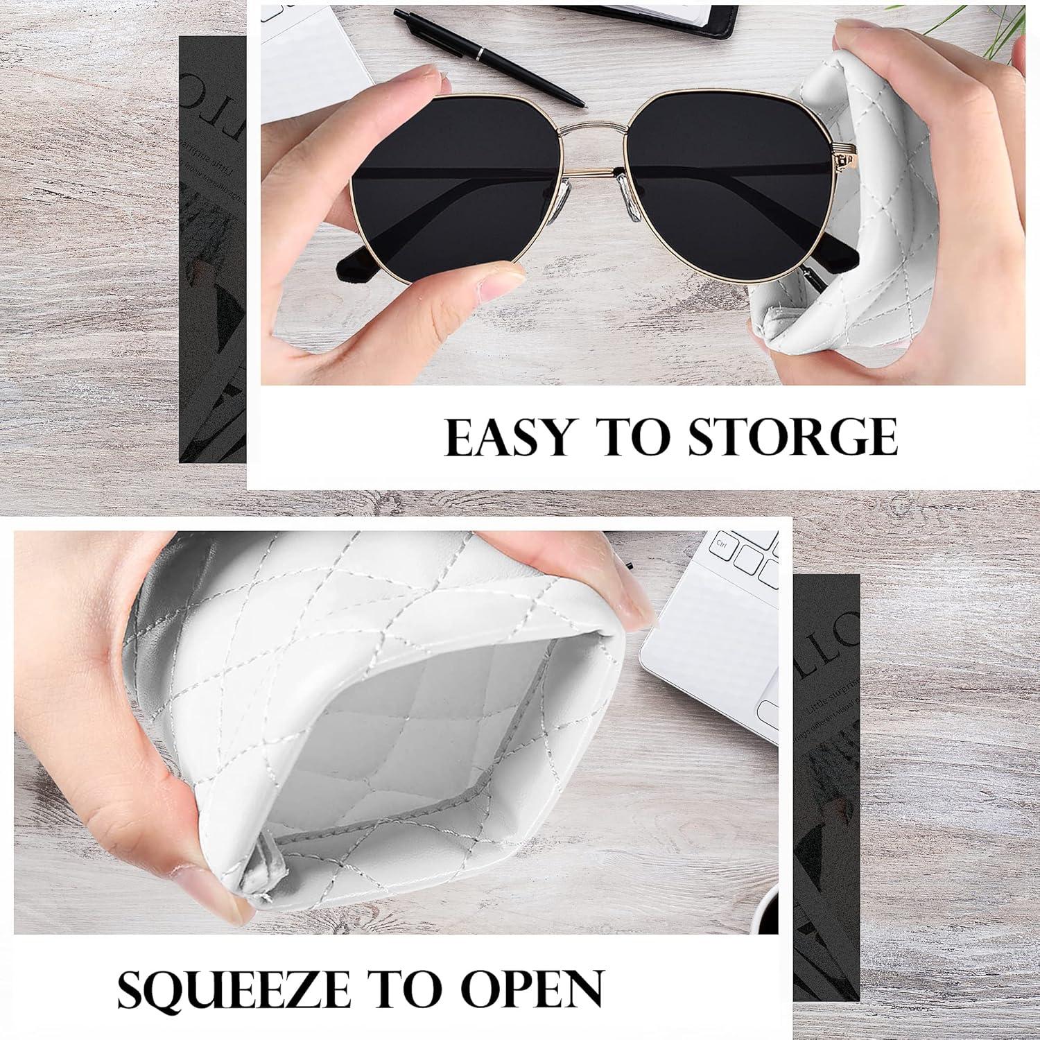 Estuche de Gafas Suave PU - Bolsa Organizador 2 Piezas