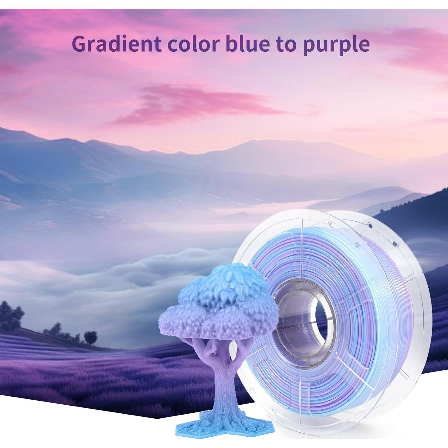 Filamento PETG IEMAI 1.75mm Gradiente Azul a Púrpura 1kg