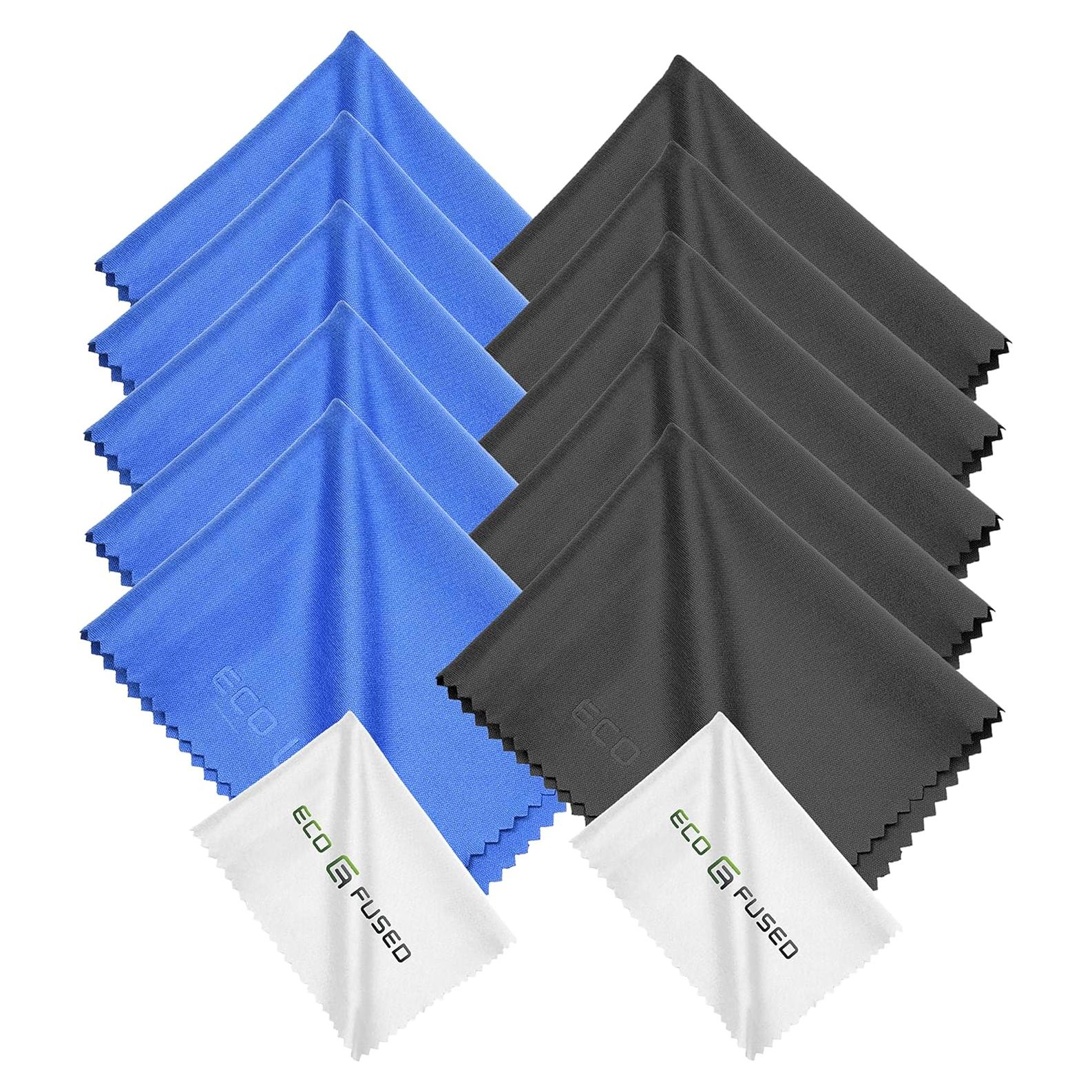 Paño de Microfibra Eco-Fused 12 Piezas 15x18cm Azul/Negro