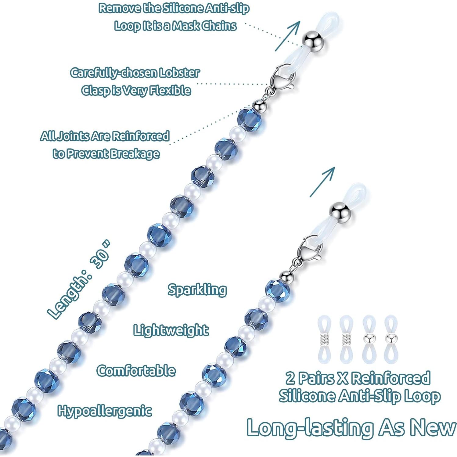 Cadena de Gafas REVEMCN Azul 76 cm para Mascarillas