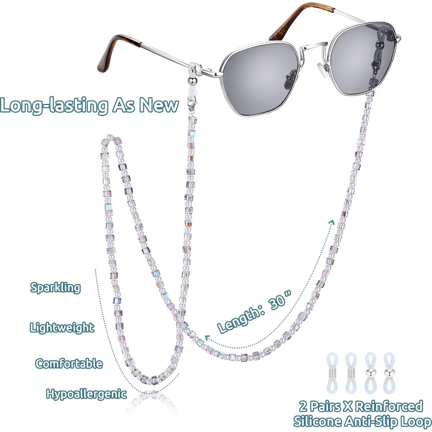 Cadena de Gafas REVEMCN Rosa y Púrpura 76 cm para Mascarillas