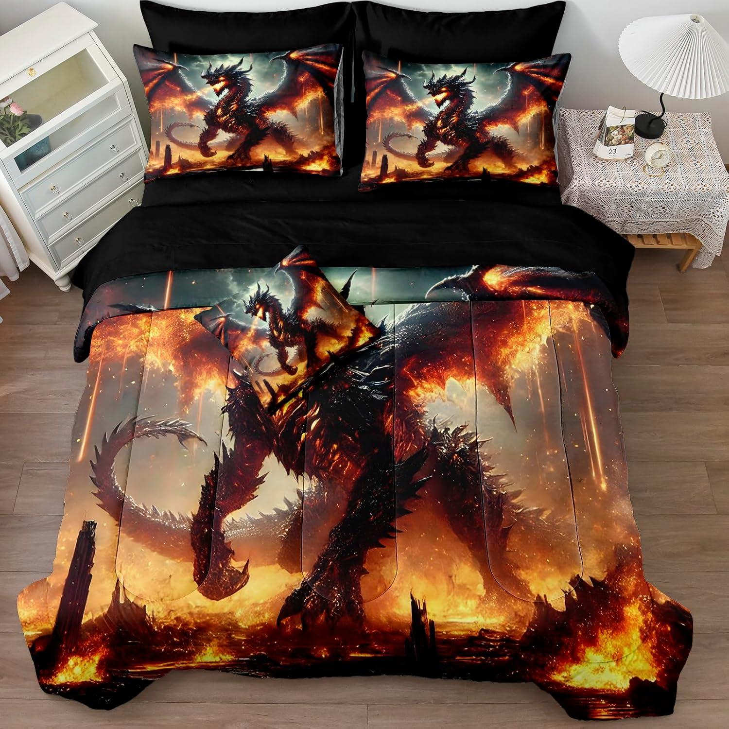 Juego de Ropa de Cama King Bedbay Dragón 3D 8 Piezas