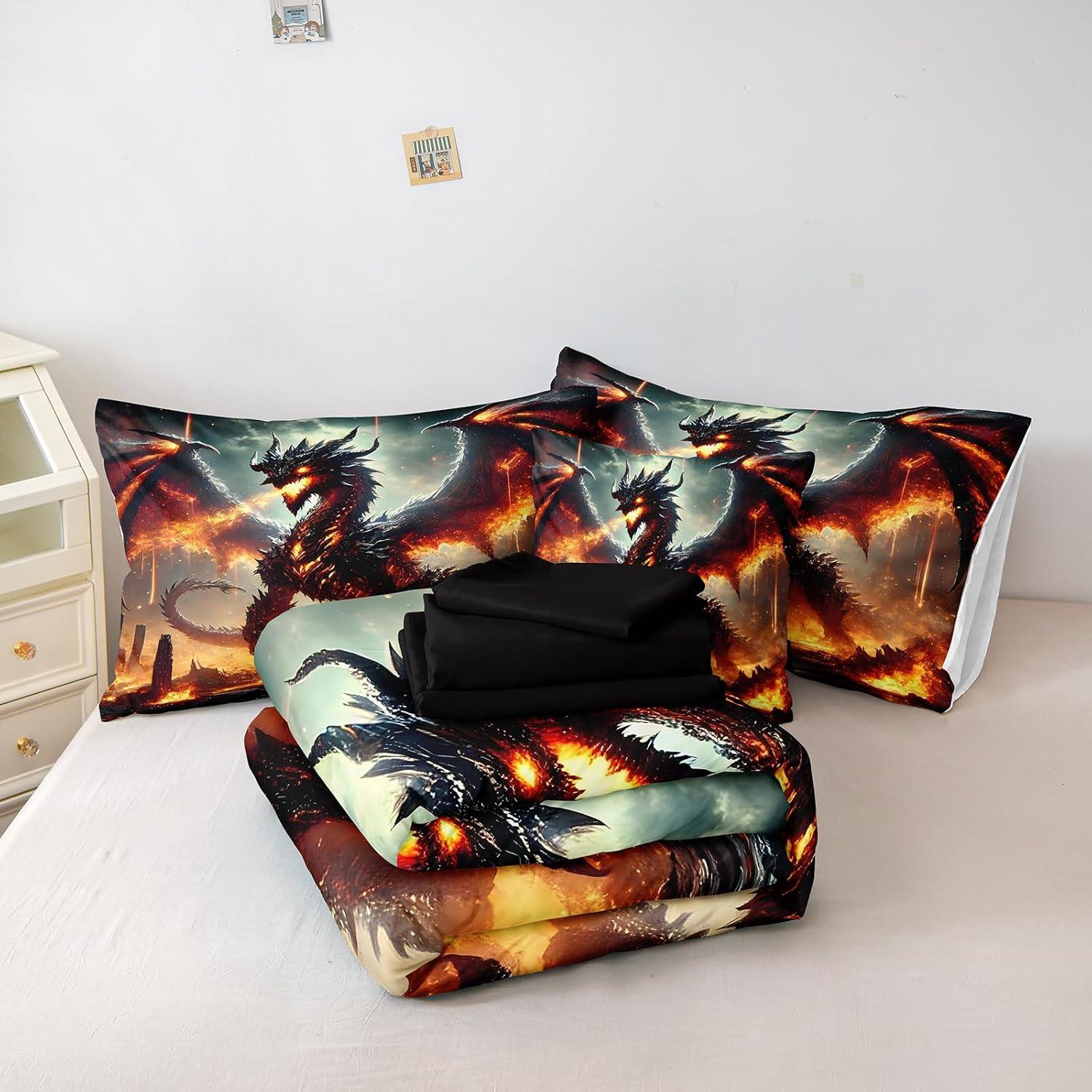 Juego de Ropa de Cama King Bedbay Dragón 3D 8 Piezas