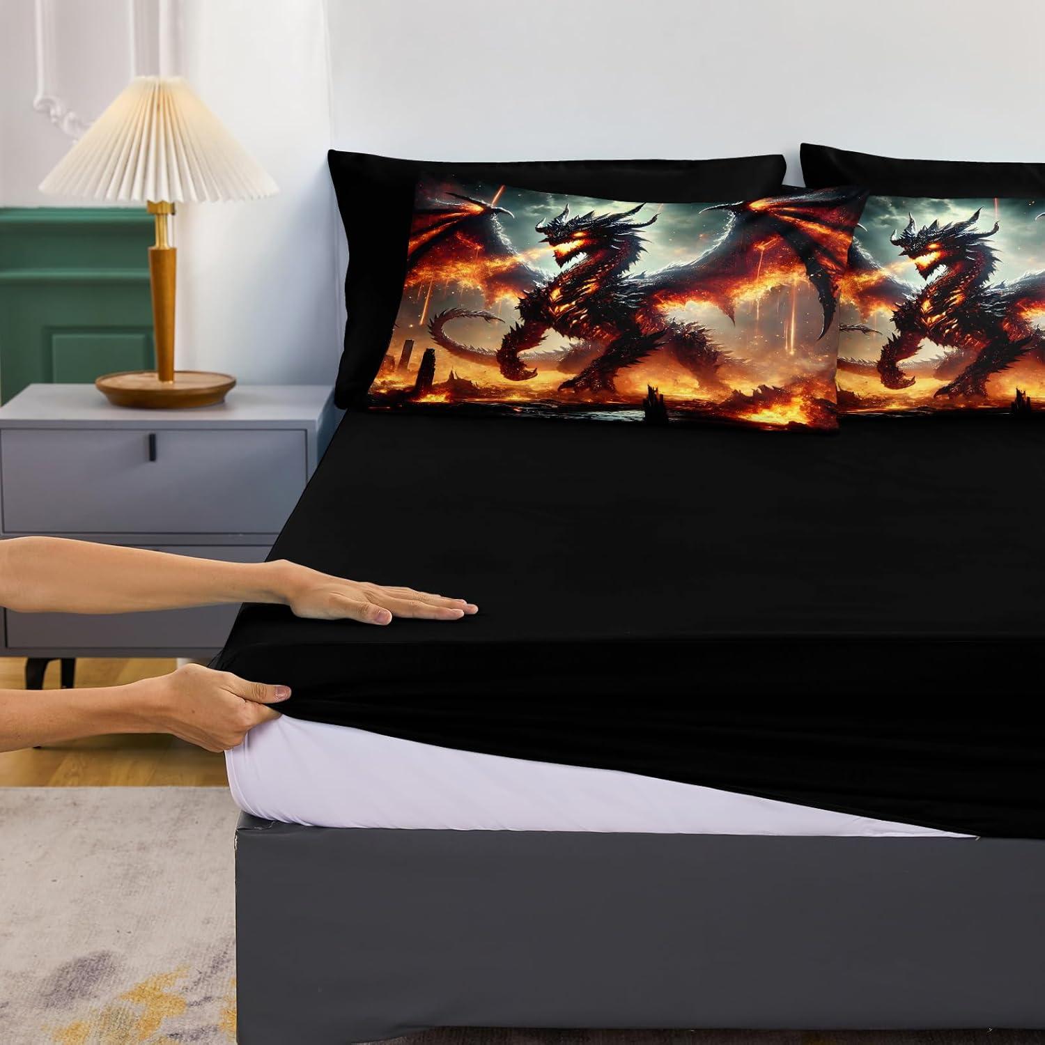 Juego de Ropa de Cama King Bedbay Dragón 3D 8 Piezas