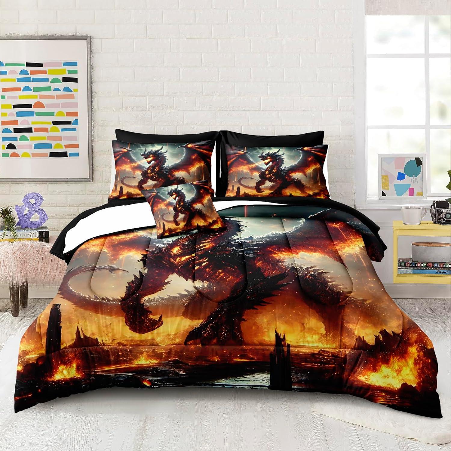 Juego de Ropa de Cama King Bedbay Dragón 3D 8 Piezas