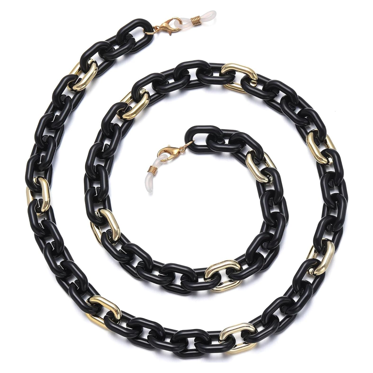 Cadena de Gafas Acrílico Negro para Mujeres Soporte