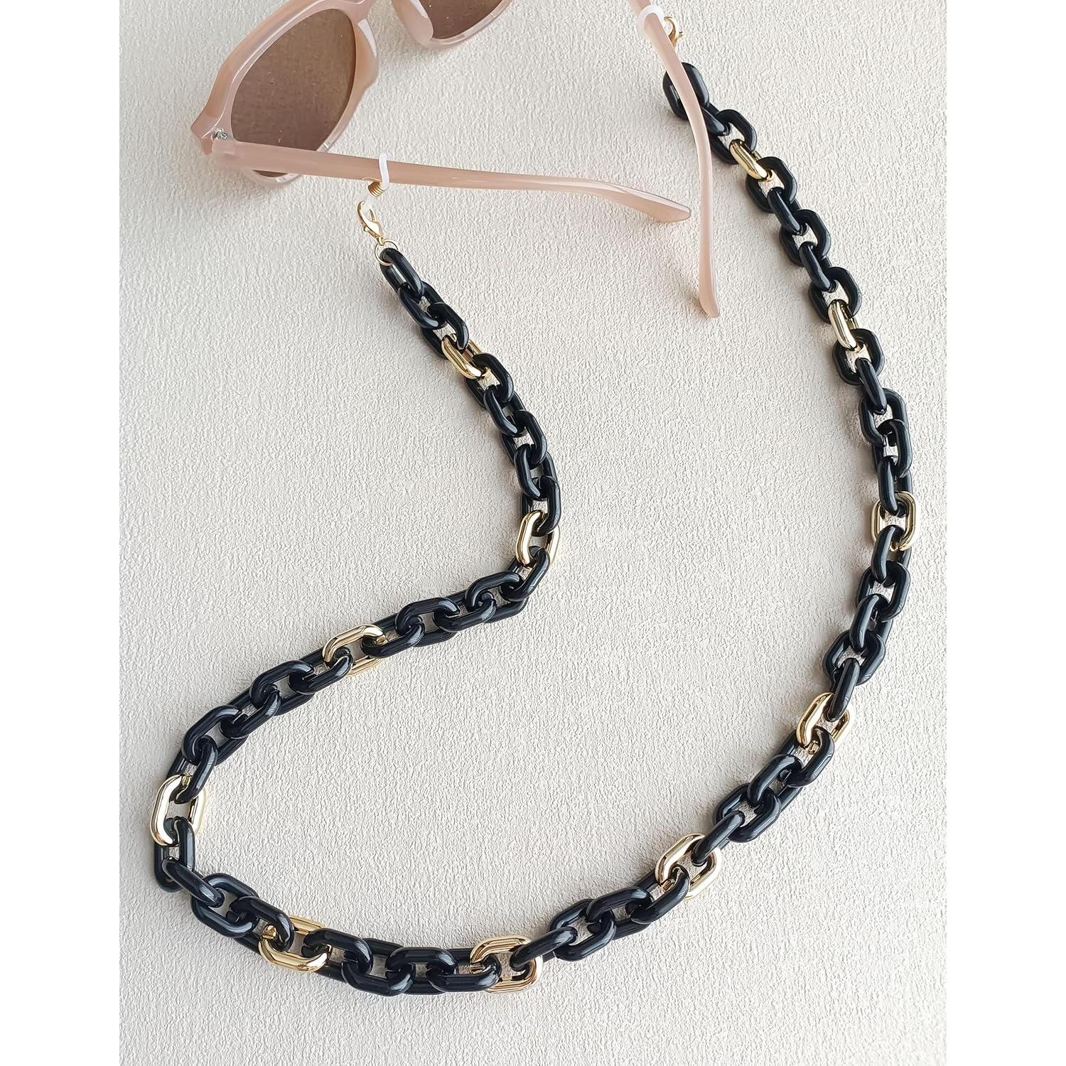 Cadena de Gafas Acrílico Negro para Mujeres Soporte