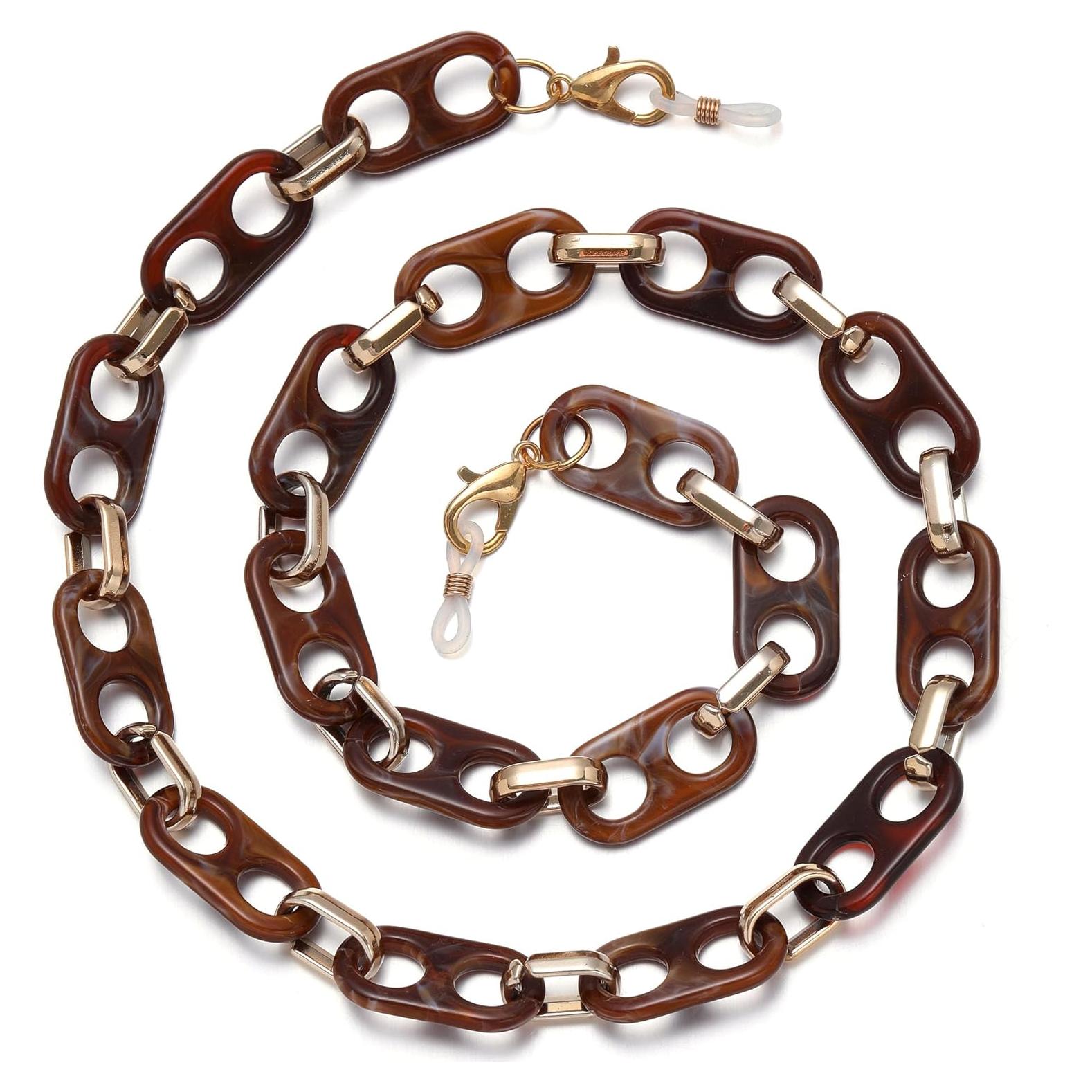 Cadena de Gafas Acrílico Marrón para Mujeres