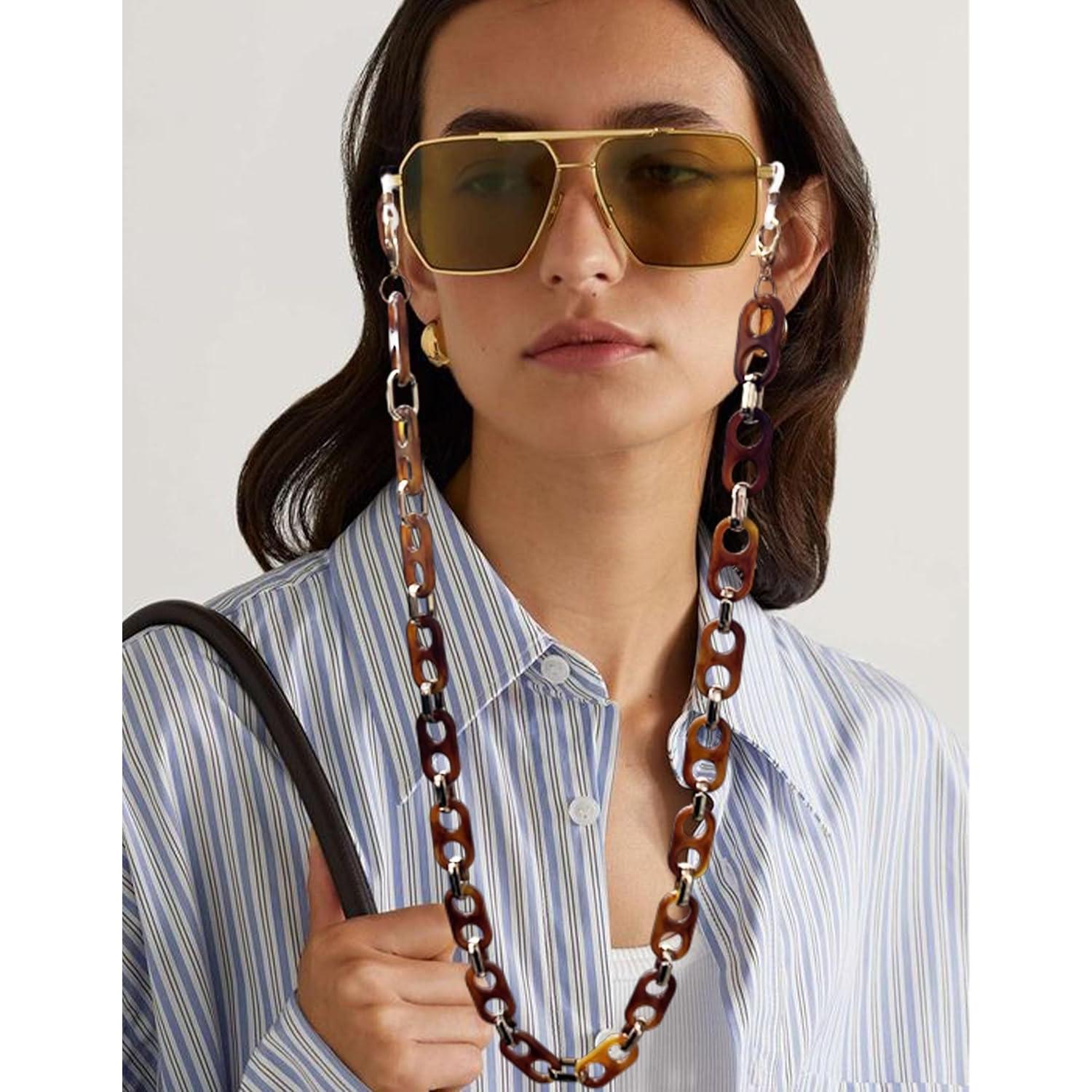 Cadena de Gafas Acrílico Marrón para Mujeres