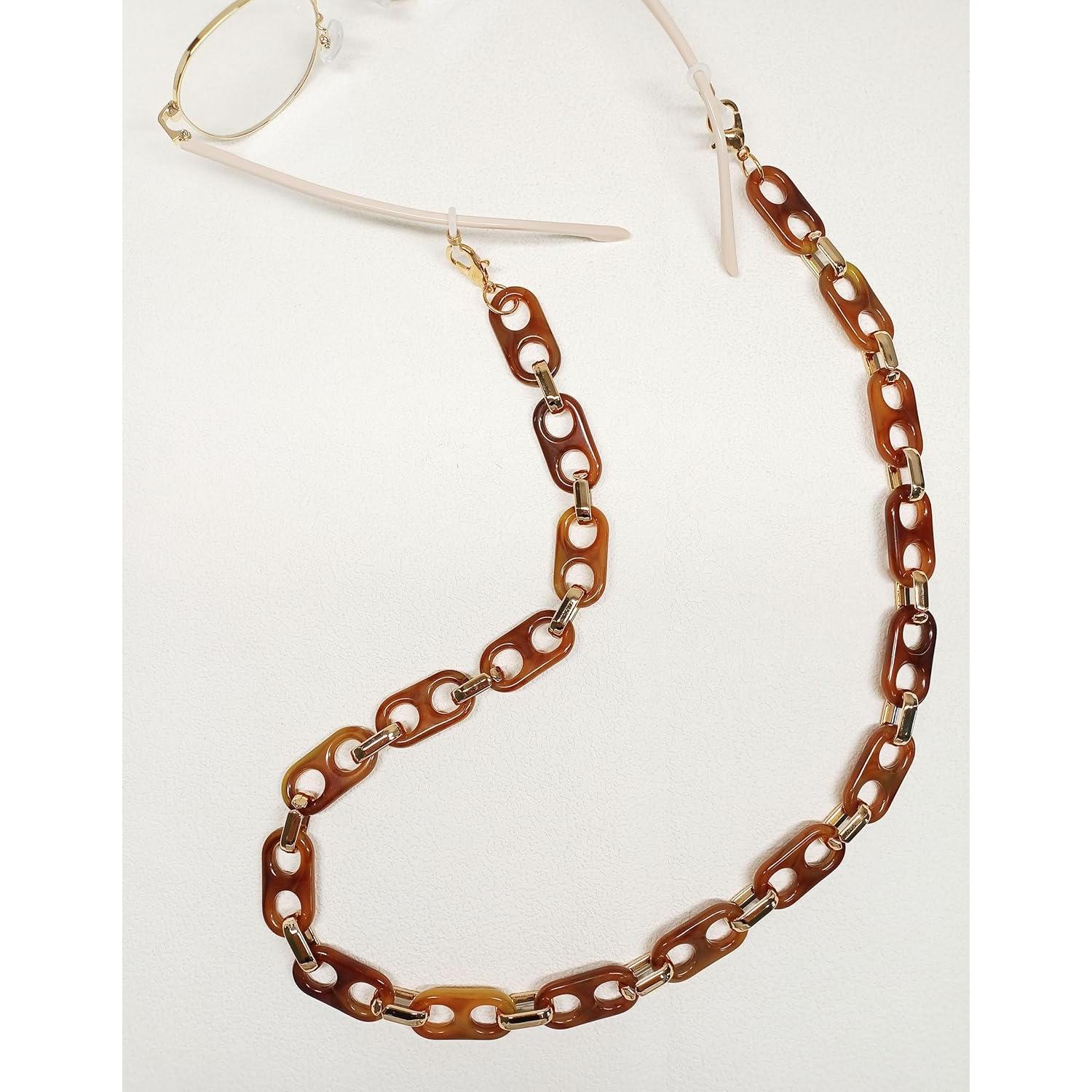 Cadena de Gafas Acrílico Marrón para Mujeres