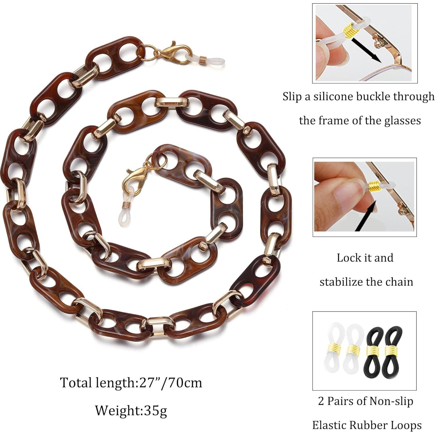 Cadena de Gafas Acrílico Marrón para Mujeres