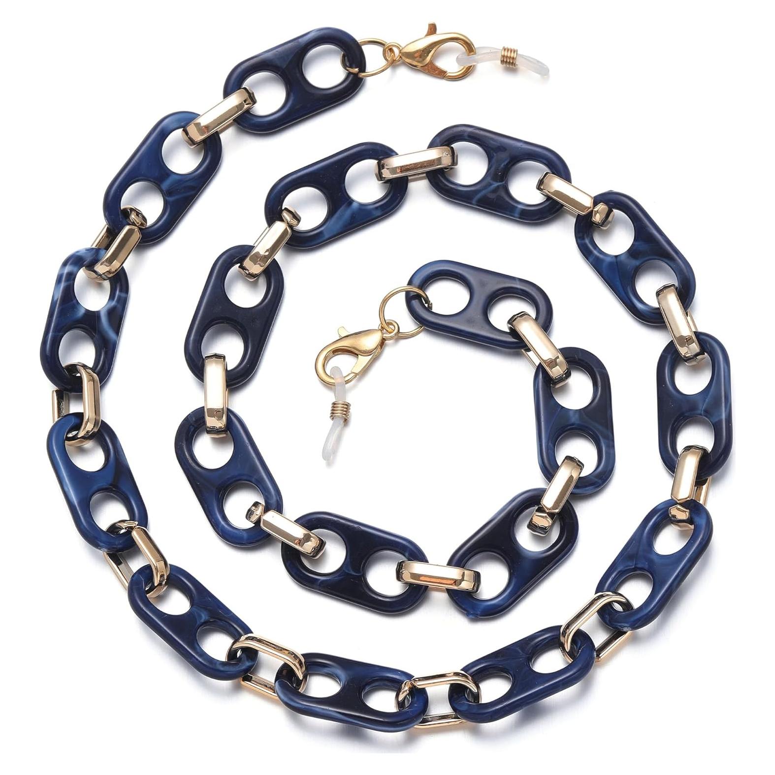 Cadena de Gafas Soporte Lanyard Azul Oscuro para Mujeres