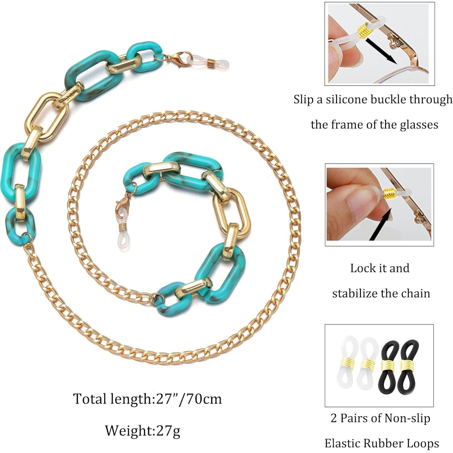 Cadena de Gafas Turquesa para Mujeres - Soporte Alrededor del Cuello