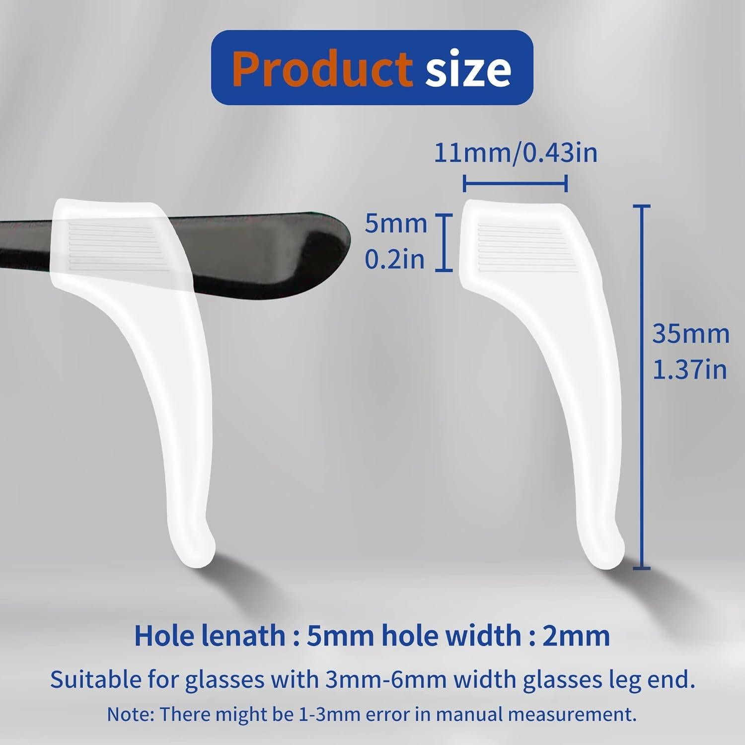 Ganchos de oreja antideslizantes para gafas - Silicona 12 Pzas