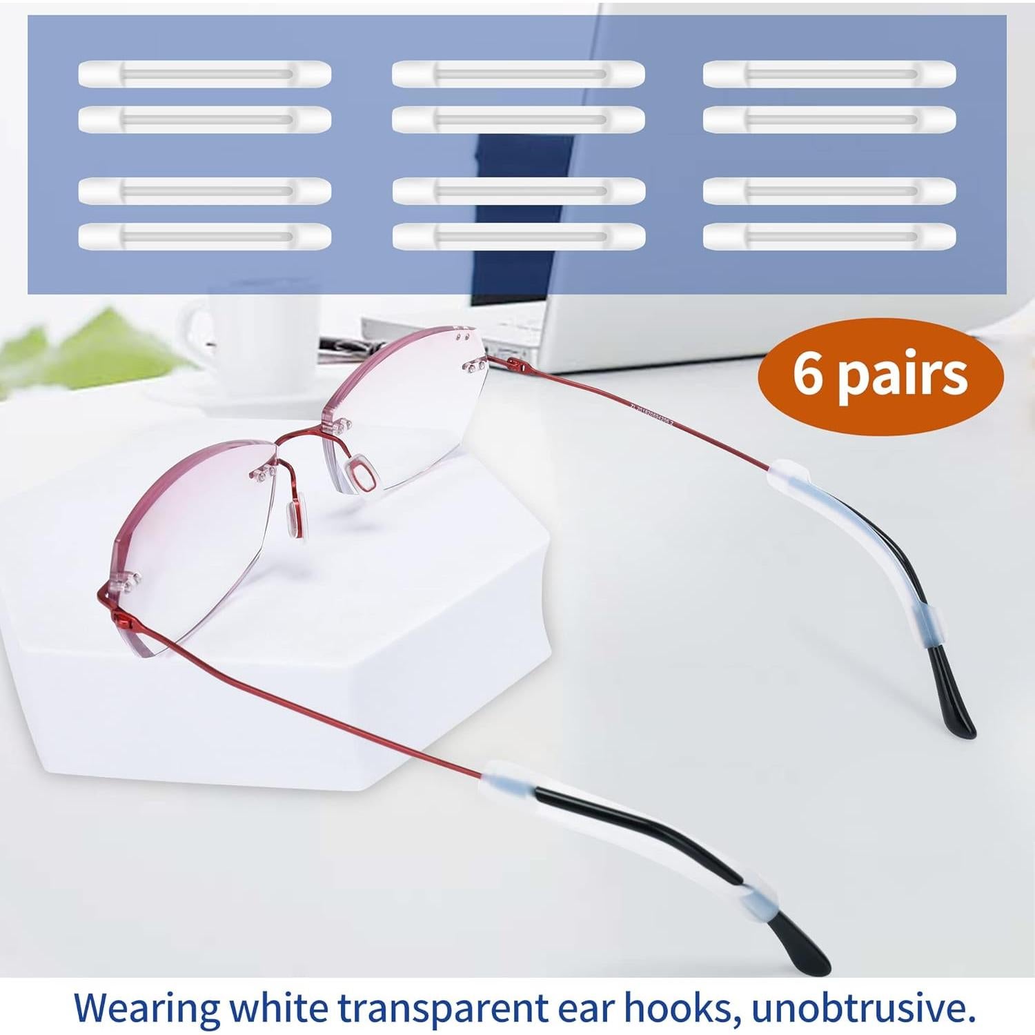 Ganchos de oreja antideslizantes de silicona para gafas