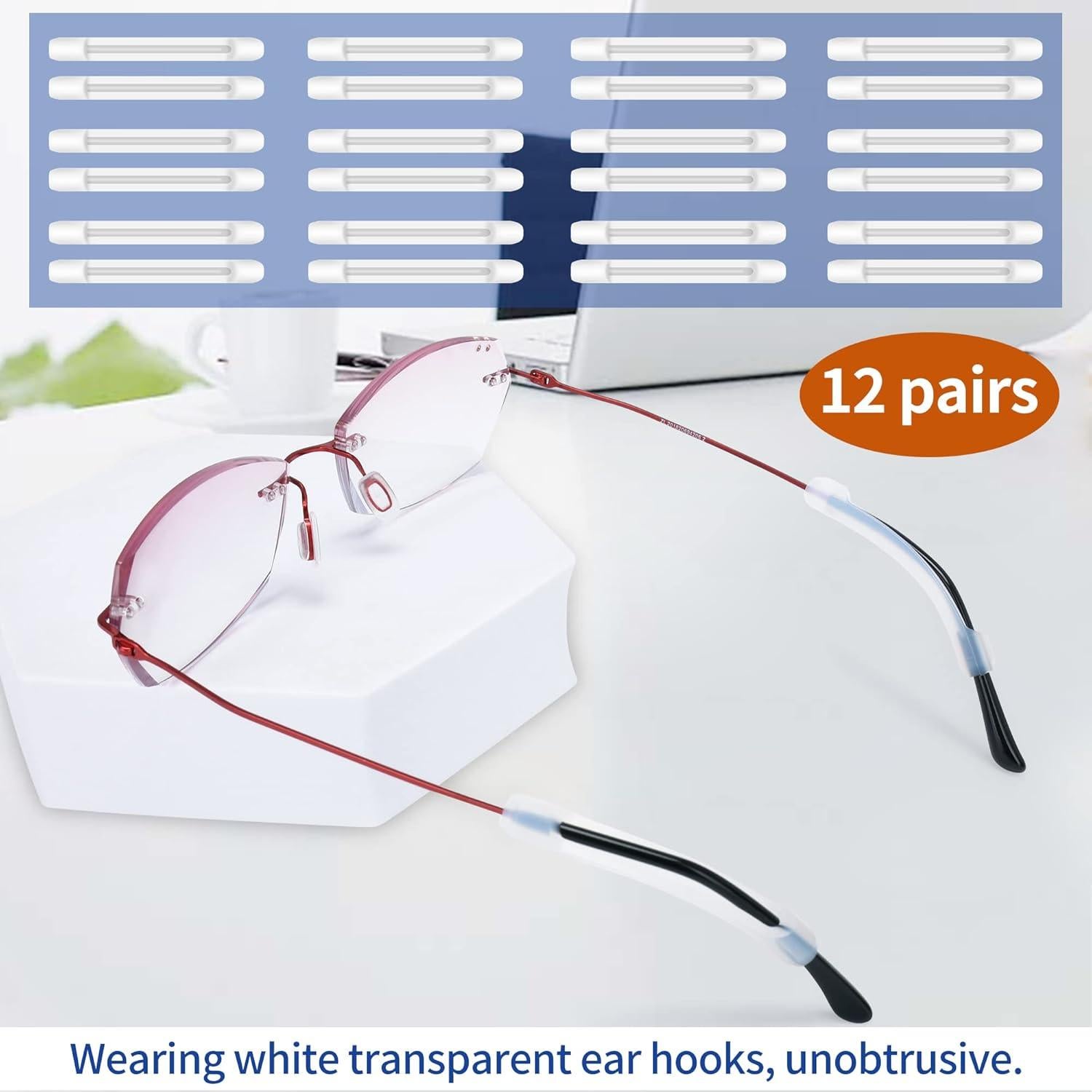 Ganchos de oreja antideslizantes Silicona 12 Puntas para gafas