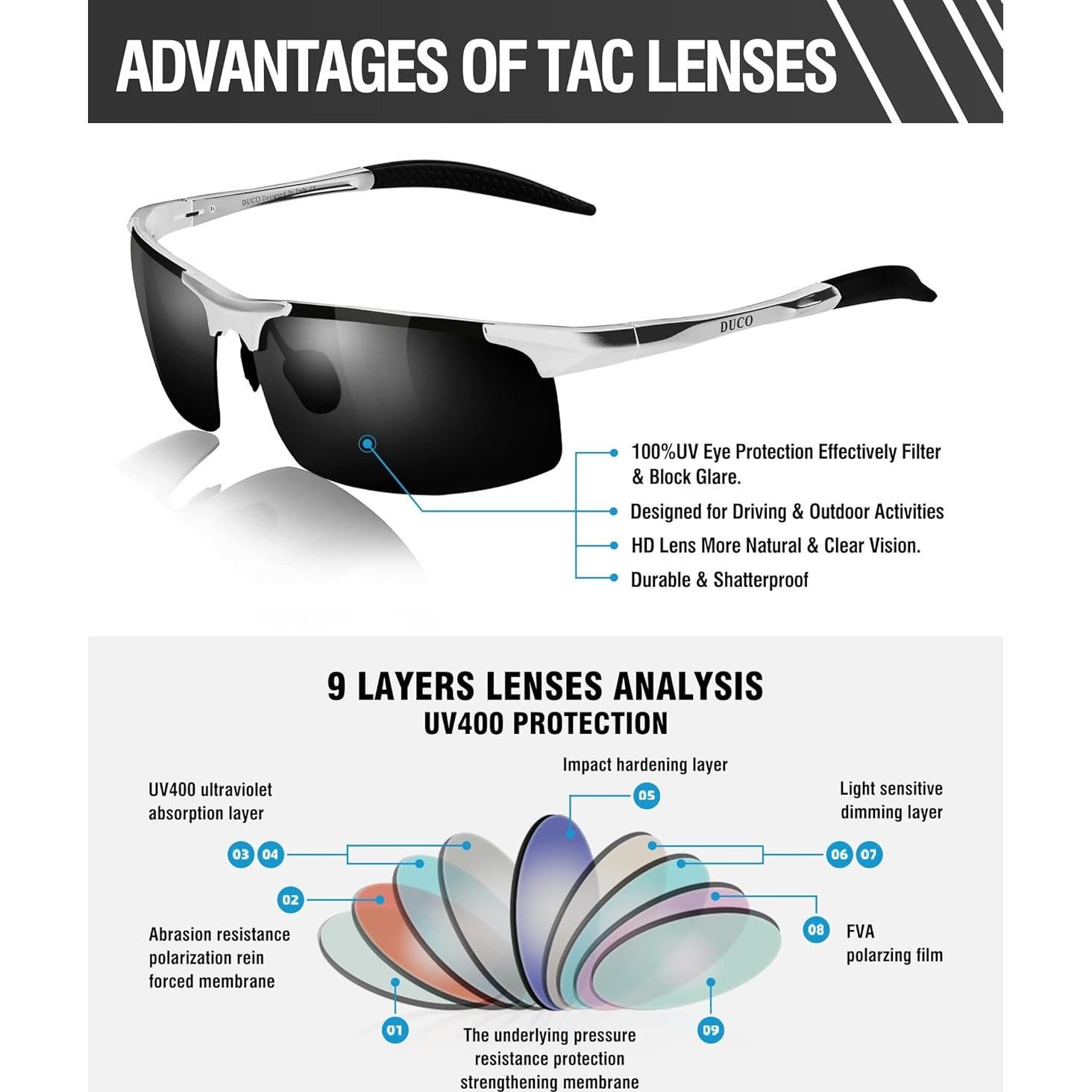 Gafas de sol deportivas DUCO 8177 polarizadas UV400