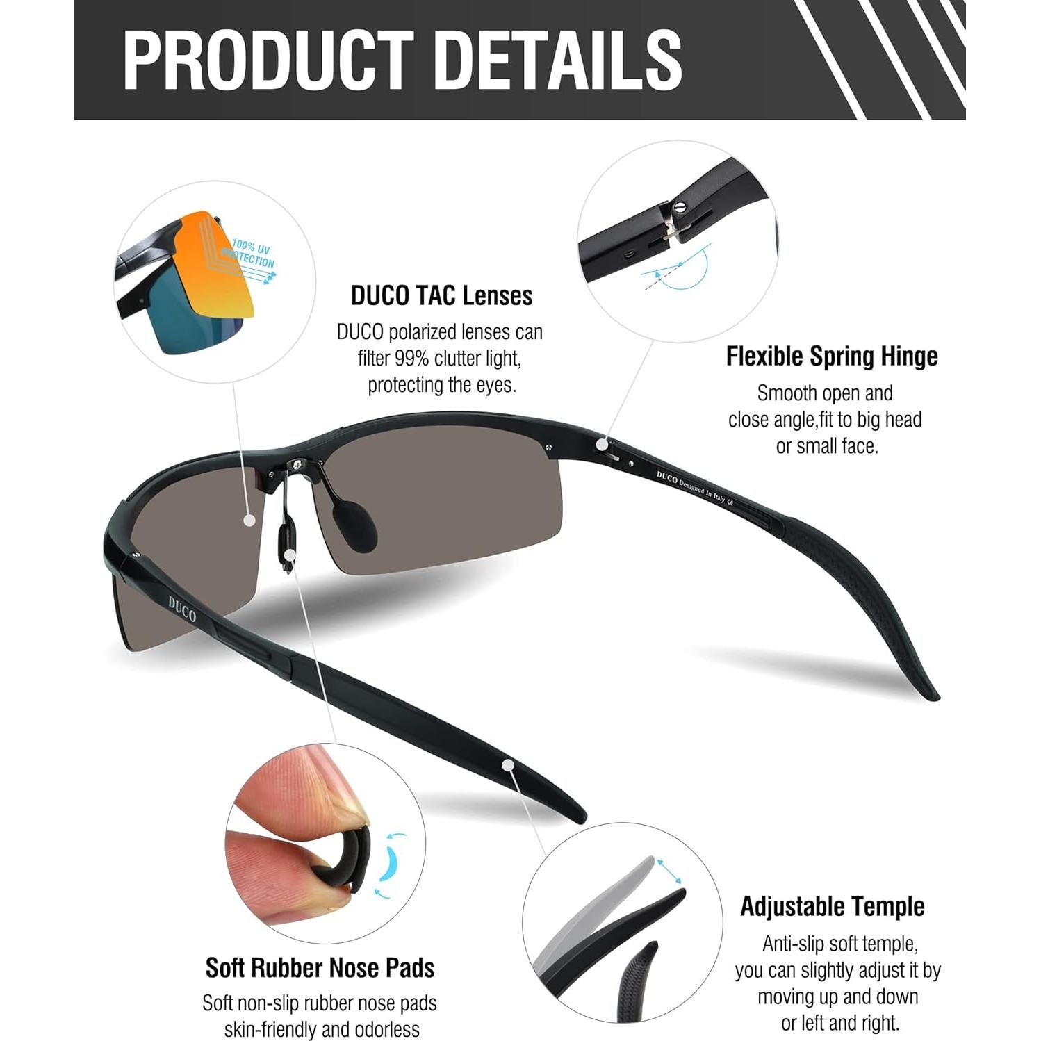 Gafas de sol deportivas DUCO 8177 con lentes polarizados