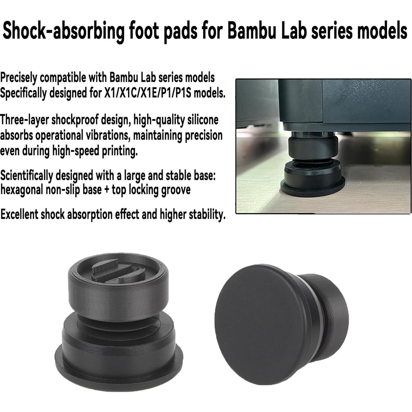 Pies de Silicona Antivibración JUYINebule 3D para Bambu Lab X1/X1C/X1E/P1/P1S/A1