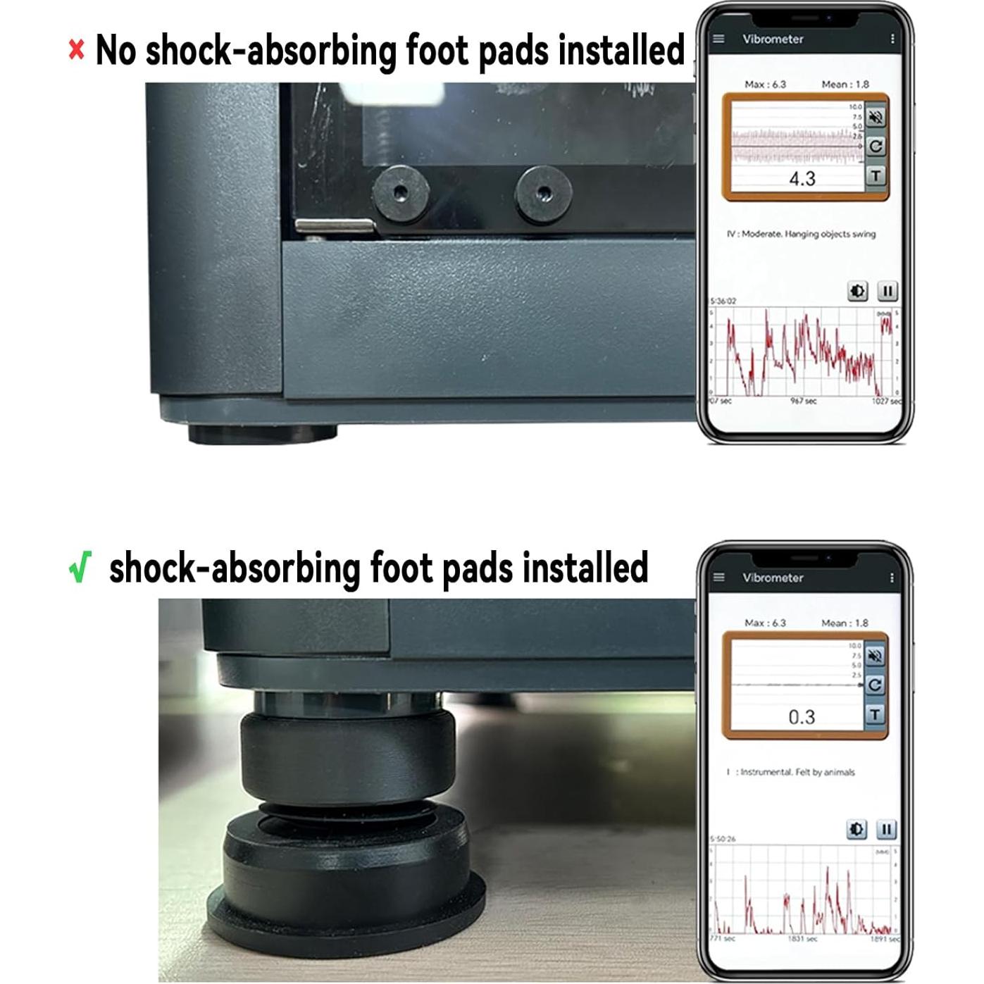 Pies de Silicona Antivibración JUYINebule 3D para Bambu Lab X1/X1C/X1E/P1/P1S/A1