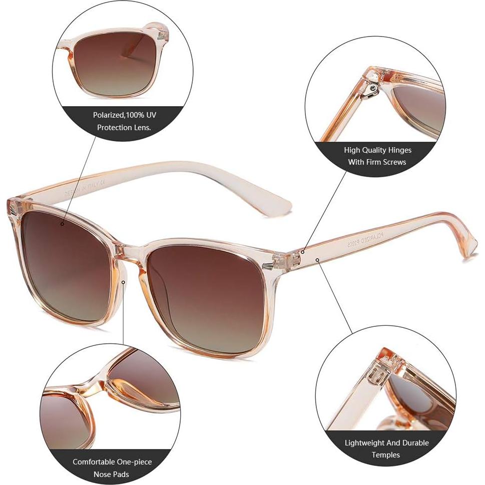 Gafas de Sol Polarizadas DUSHINE UV400 Estilo Retro para Mujeres