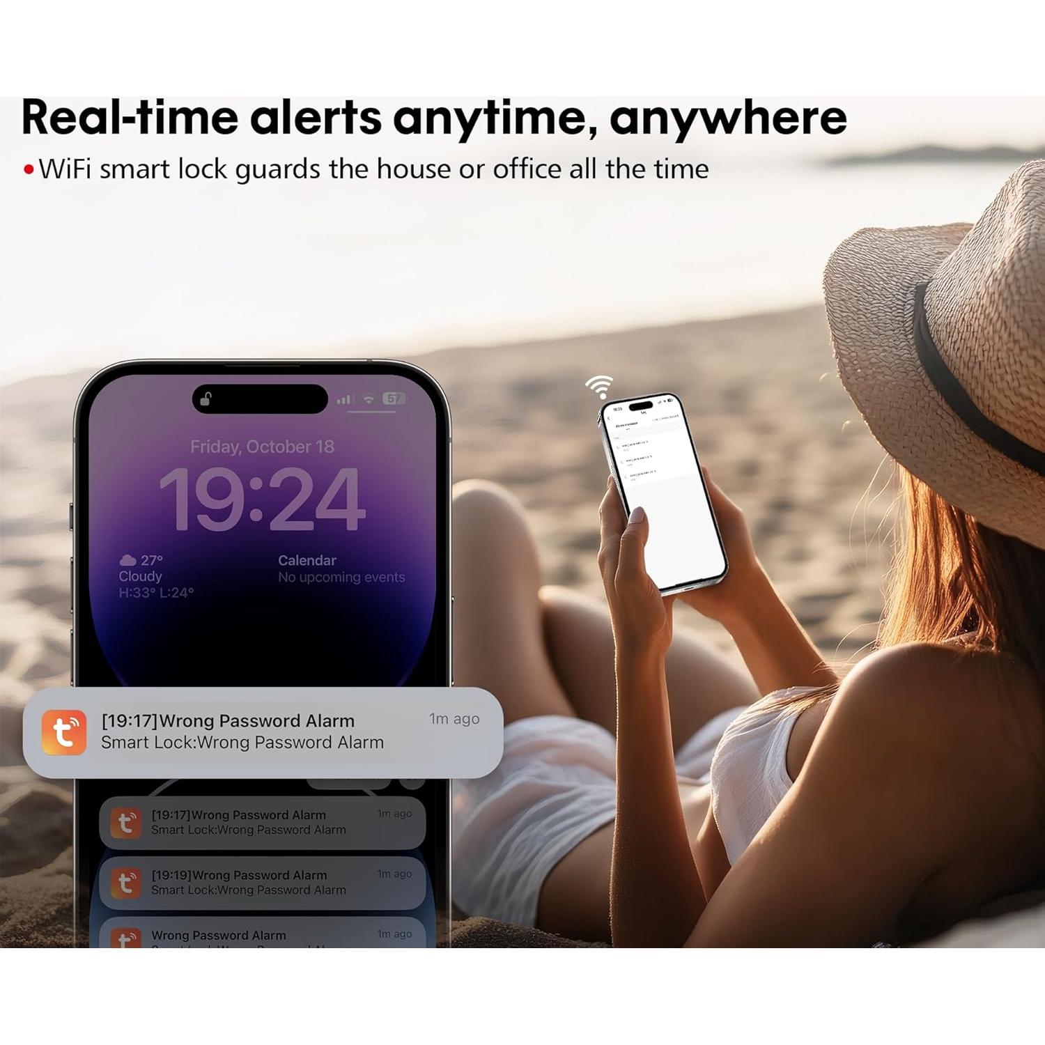 Cerradura WiFi Chautday WIFI04 con teclado y control remoto