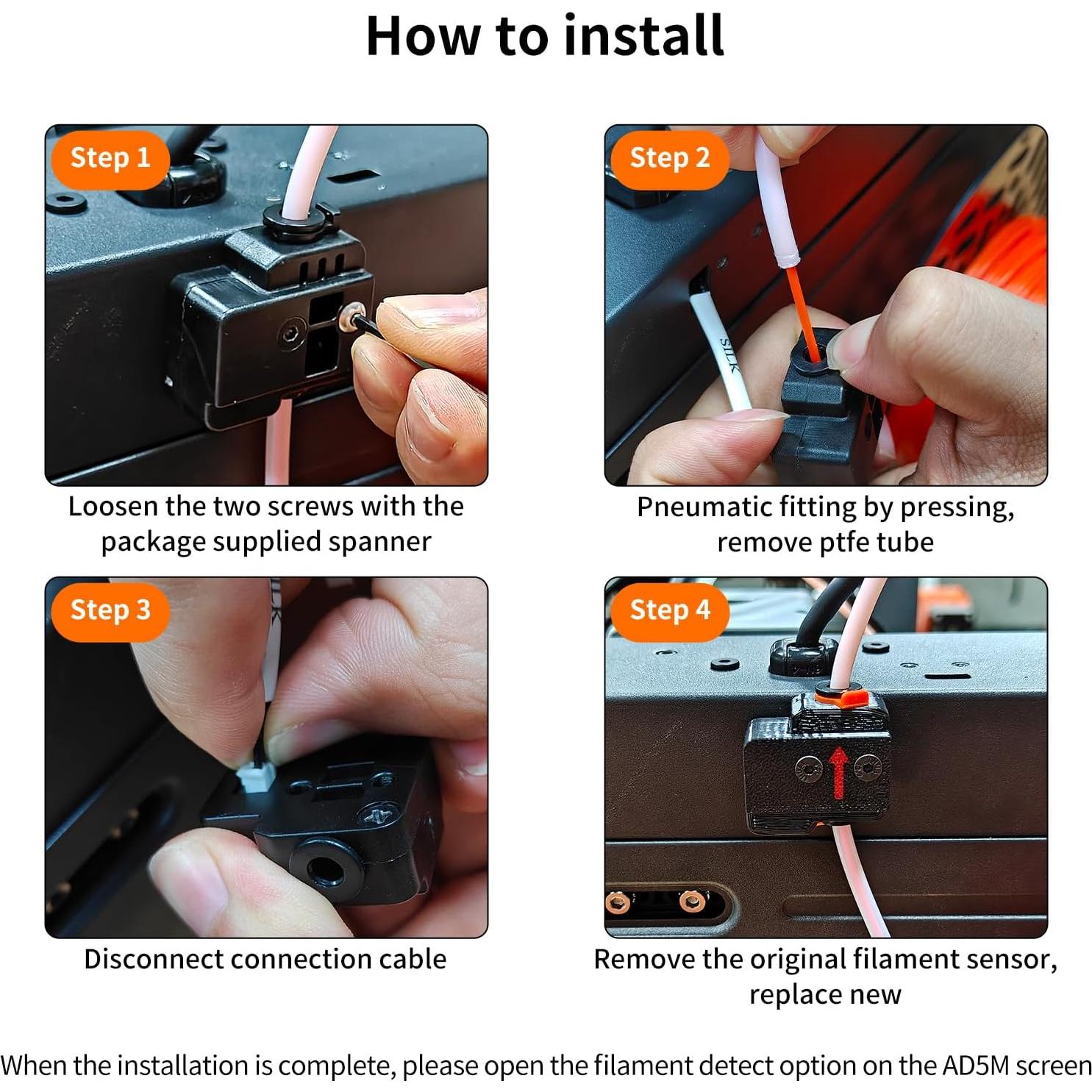 Sensor de Filamento Imdinnogo AD5M para Impresora 3D 5M/5M Pro