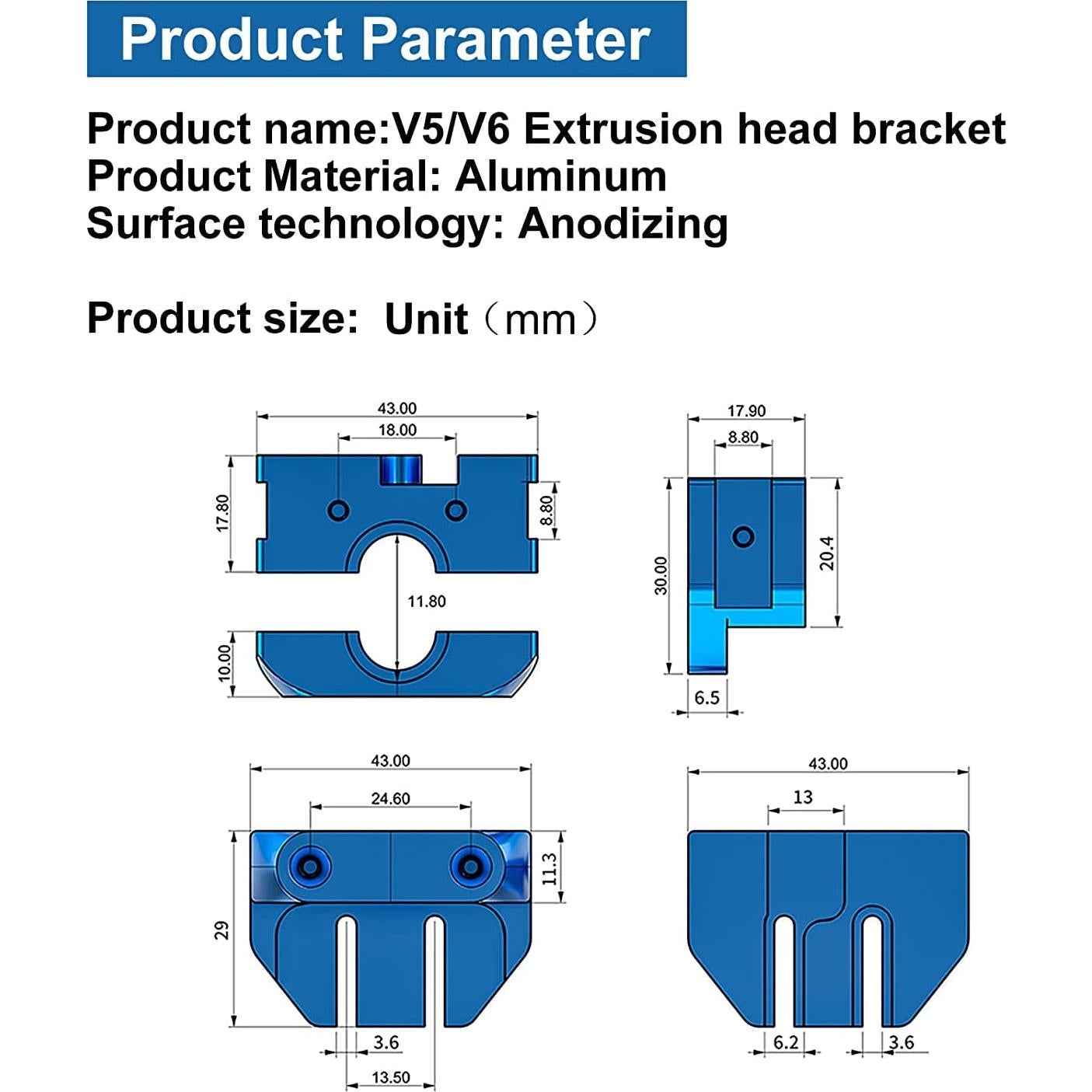 Kit Hotend E3D V6 Aluminio 1.75mm con Bloque y Disipador