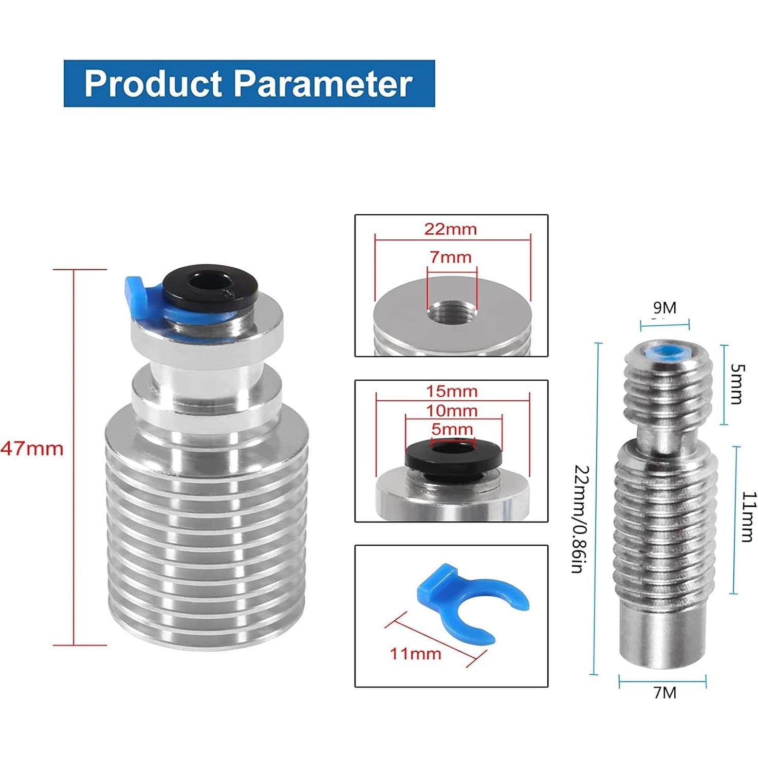 Kit Hotend E3D V6 Aluminio 1.75mm con Bloque y Disipador