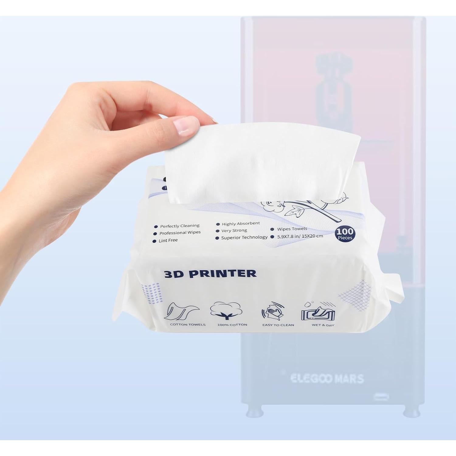 Toallitas de Limpieza 3D FYSETC - 100 Unidades 20x15cm Algodón