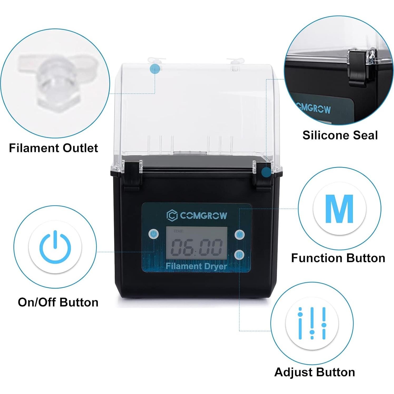 Caja Secadora de Filamento Comgrow 2KG para Impresora 3D