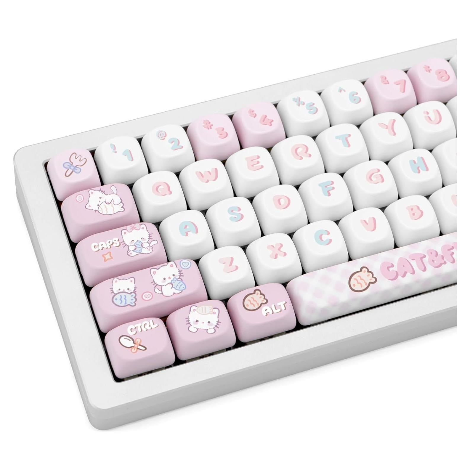 Conjunto de Teclas Mecánicas JOLINTAL 137 Teclas PBT Rosa Gatito