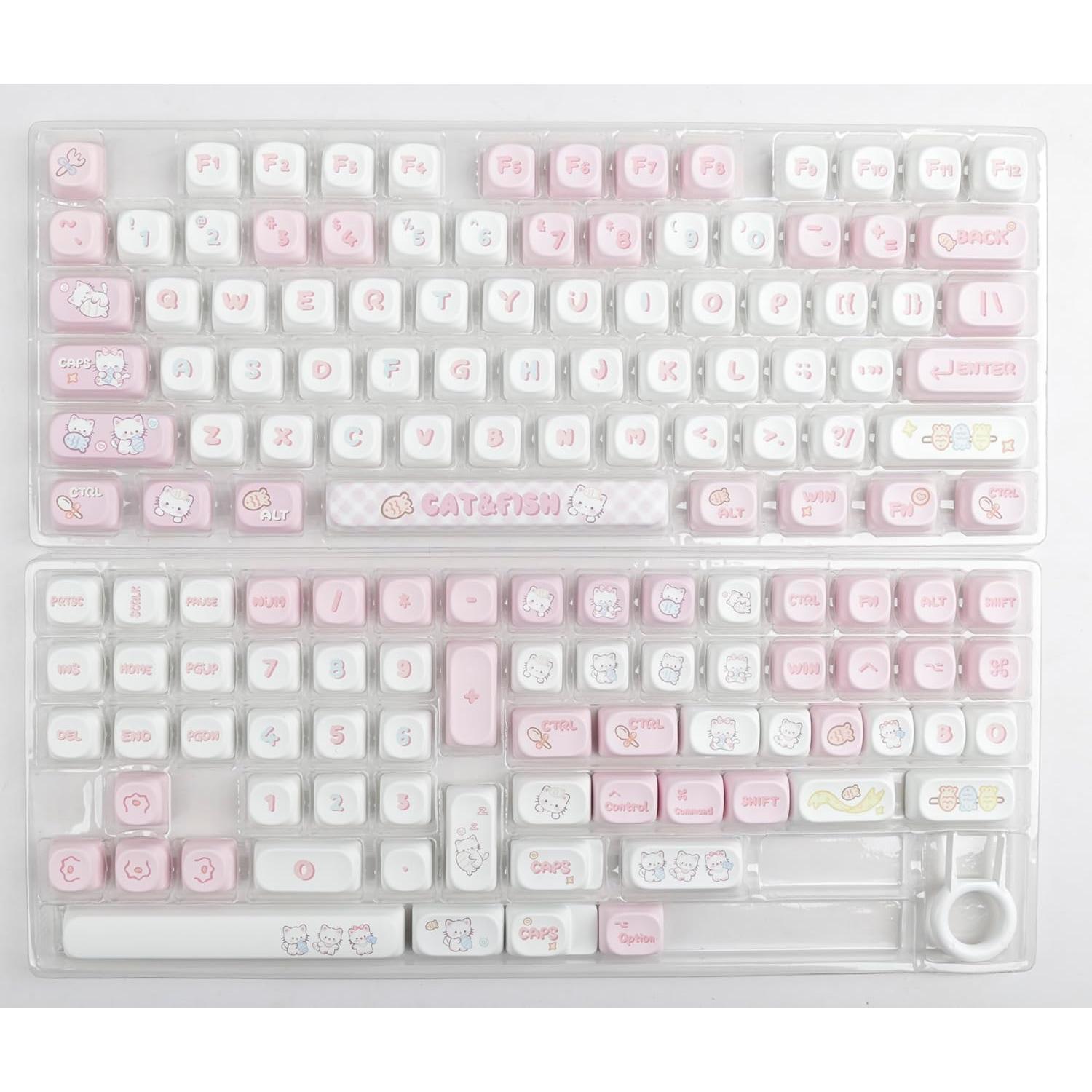 Conjunto de Teclas Mecánicas JOLINTAL 137 Teclas PBT Rosa Gatito