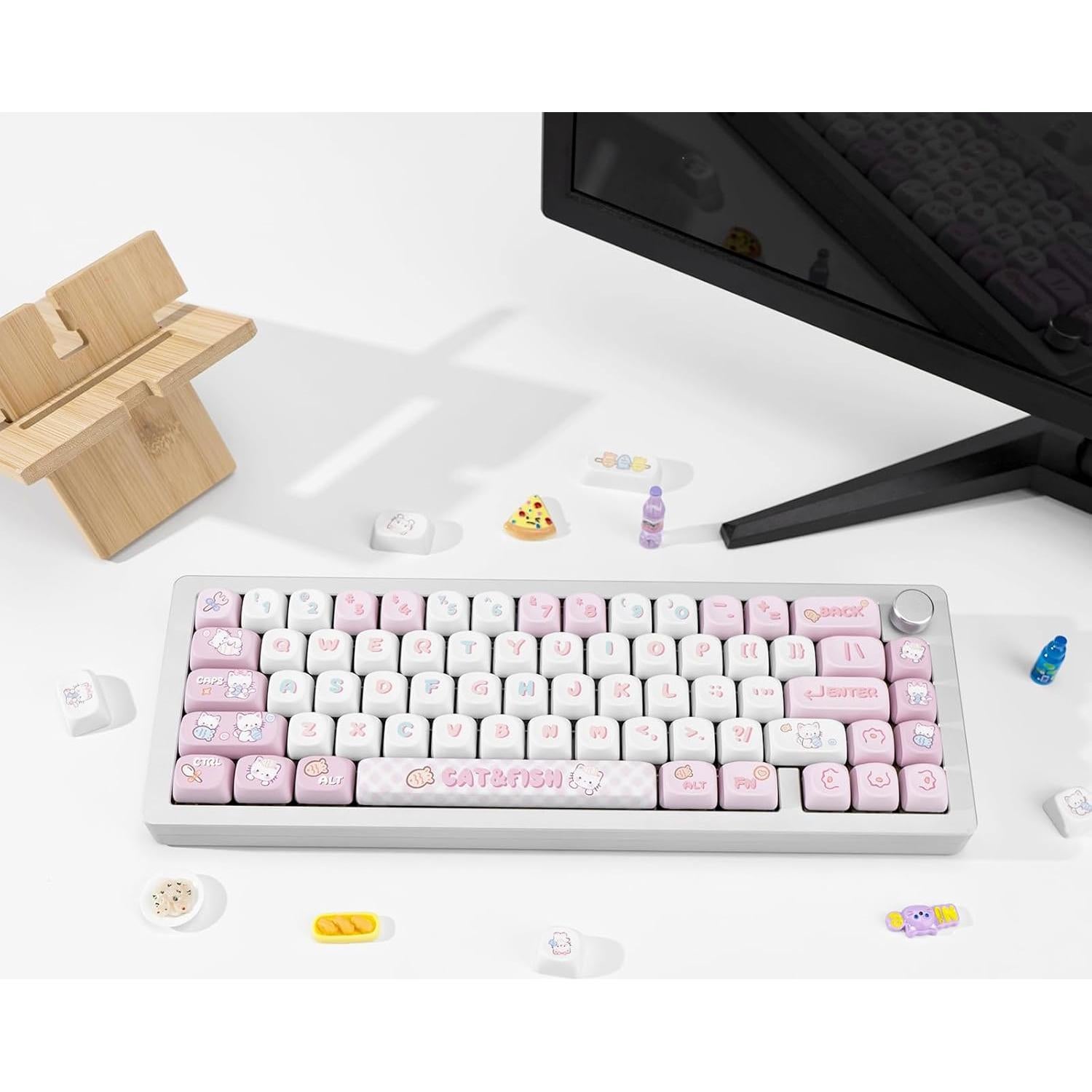 Conjunto de Teclas Mecánicas JOLINTAL 137 Teclas PBT Rosa Gatito