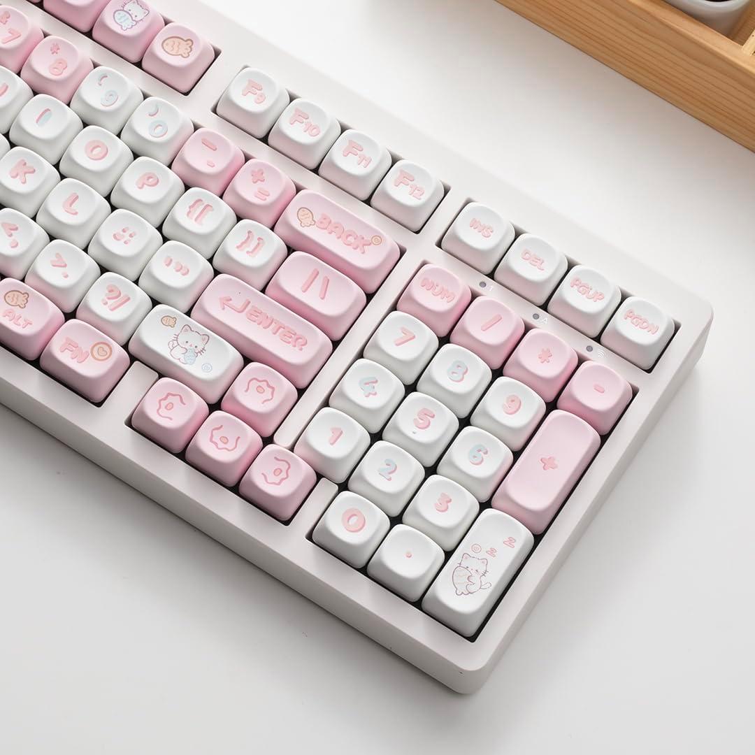 Conjunto de Teclas Mecánicas JOLINTAL 137 Teclas PBT Rosa Gatito