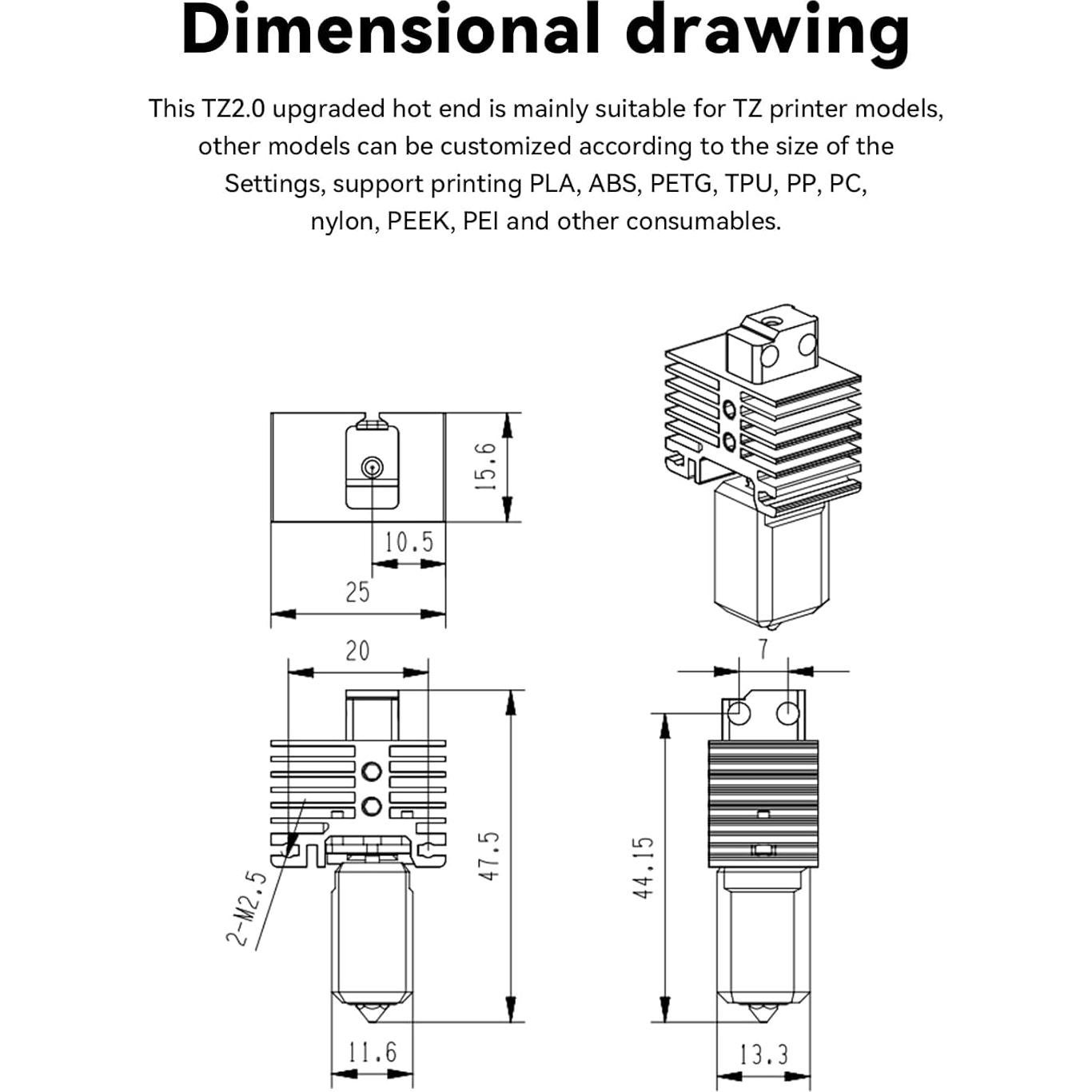 Kit de Hotend TZ2.0 Olzzdda para Impresora 3D Bambu Lab