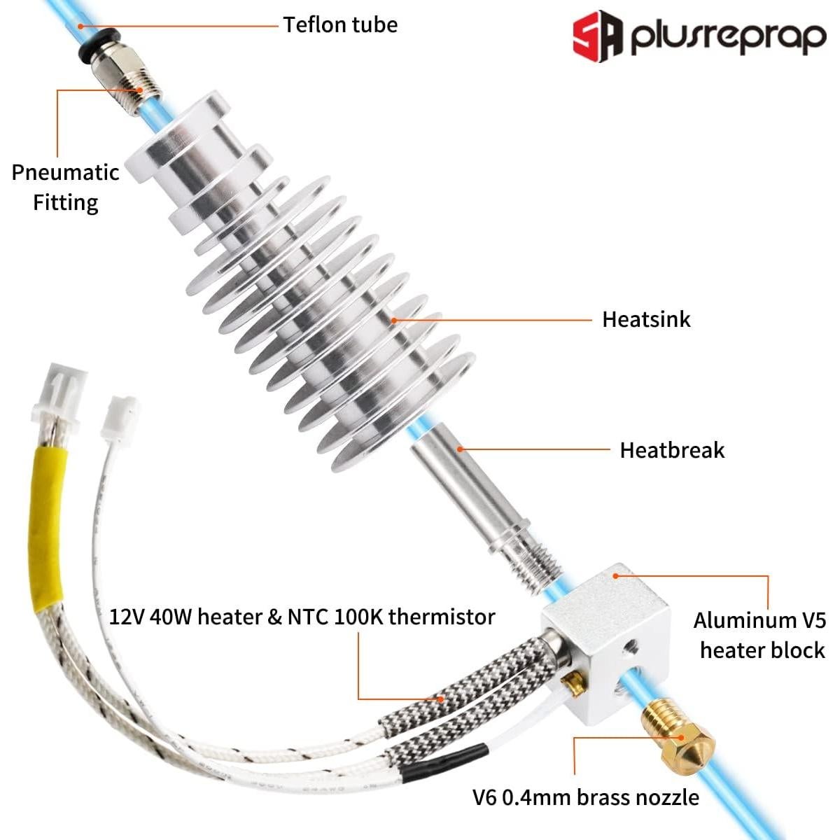 Hotend V5 J-Head 12V 40W para Impresora 3D Anycubic