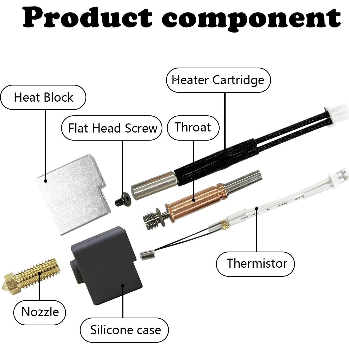 Hotend Kobra 3 HzdaDeve 2.0 Sin Fugas + 2 Cubiertas Silicona