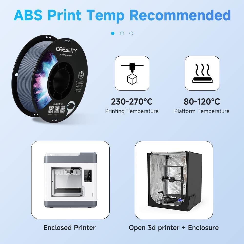 Filamento ABS Creality 1.75mm Gris 1kg para Impresora 3D