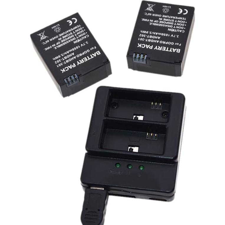 Baterías y Cargador Doble Suptig para GoPro Hero 3/3+