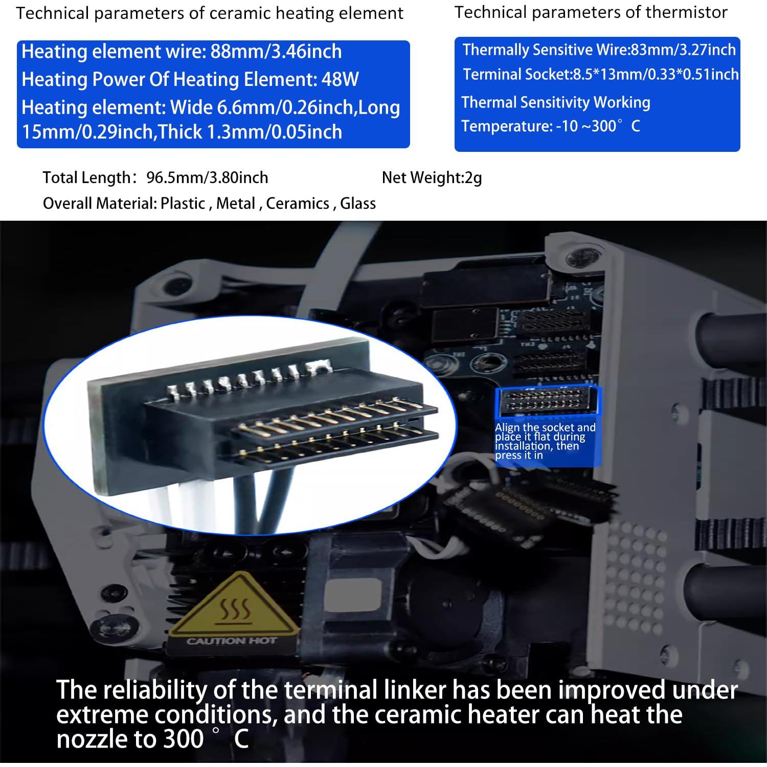 Cartucho Calentador Cerámico y Termistor 24V 48W Bambu Lab P1P/P1S