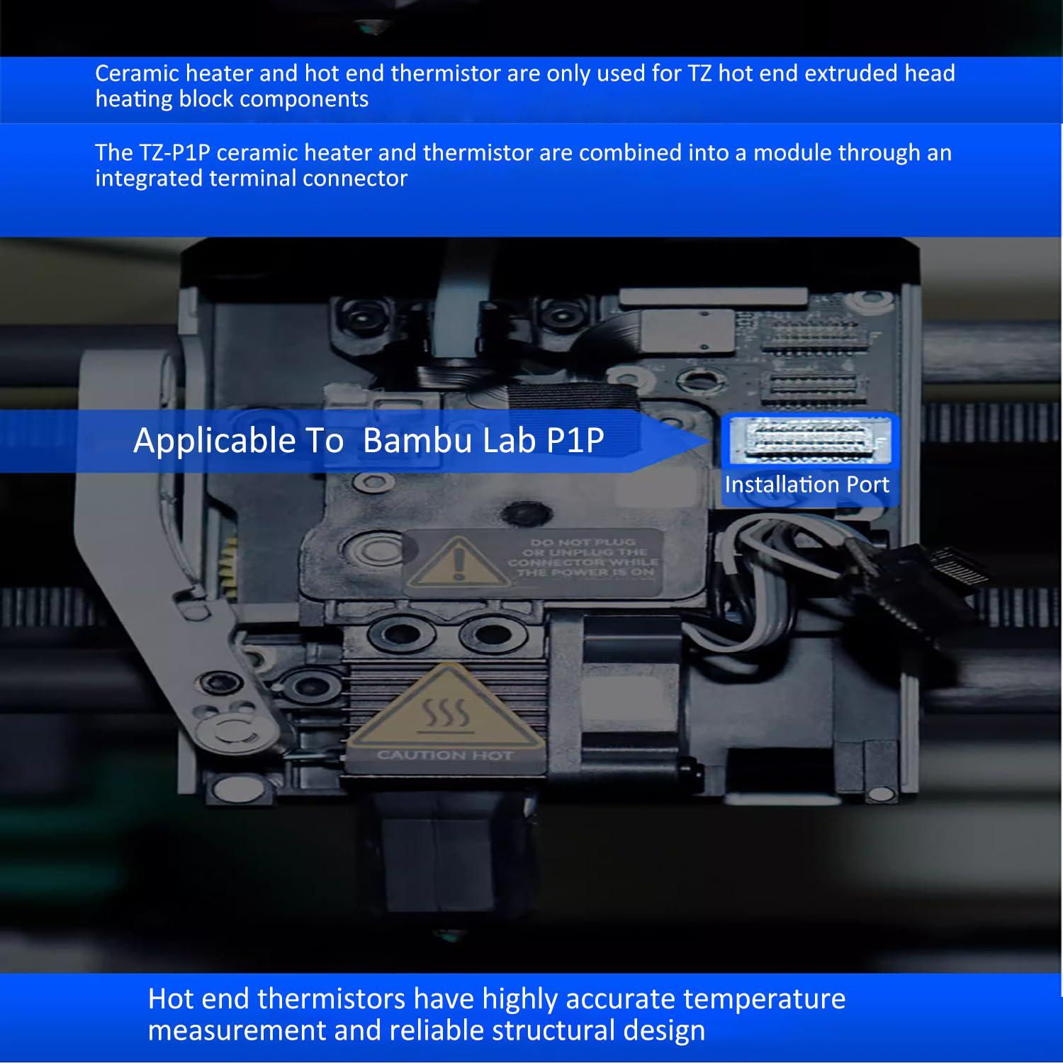 Cartucho Calentador Cerámico y Termistor 24V 48W Bambu Lab P1P/P1S