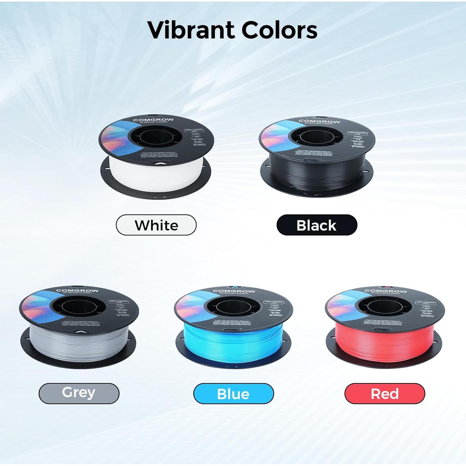 Filamento PLA Comgrow 1.75mm Negro 2 Rollos 0.91kg para Impresora 3D