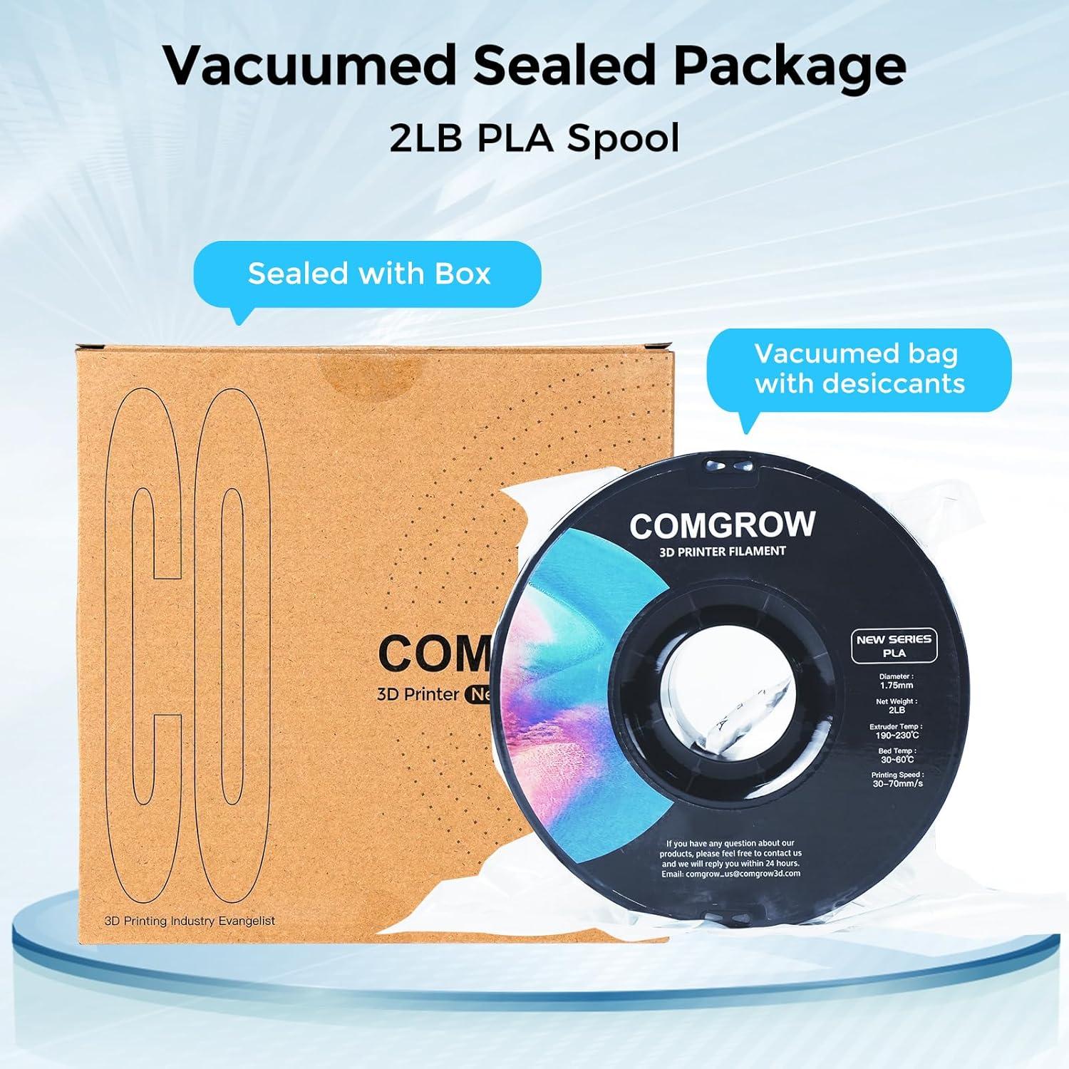 Filamento PLA Comgrow 1.75mm Negro 2 Rollos 0.91kg para Impresora 3D