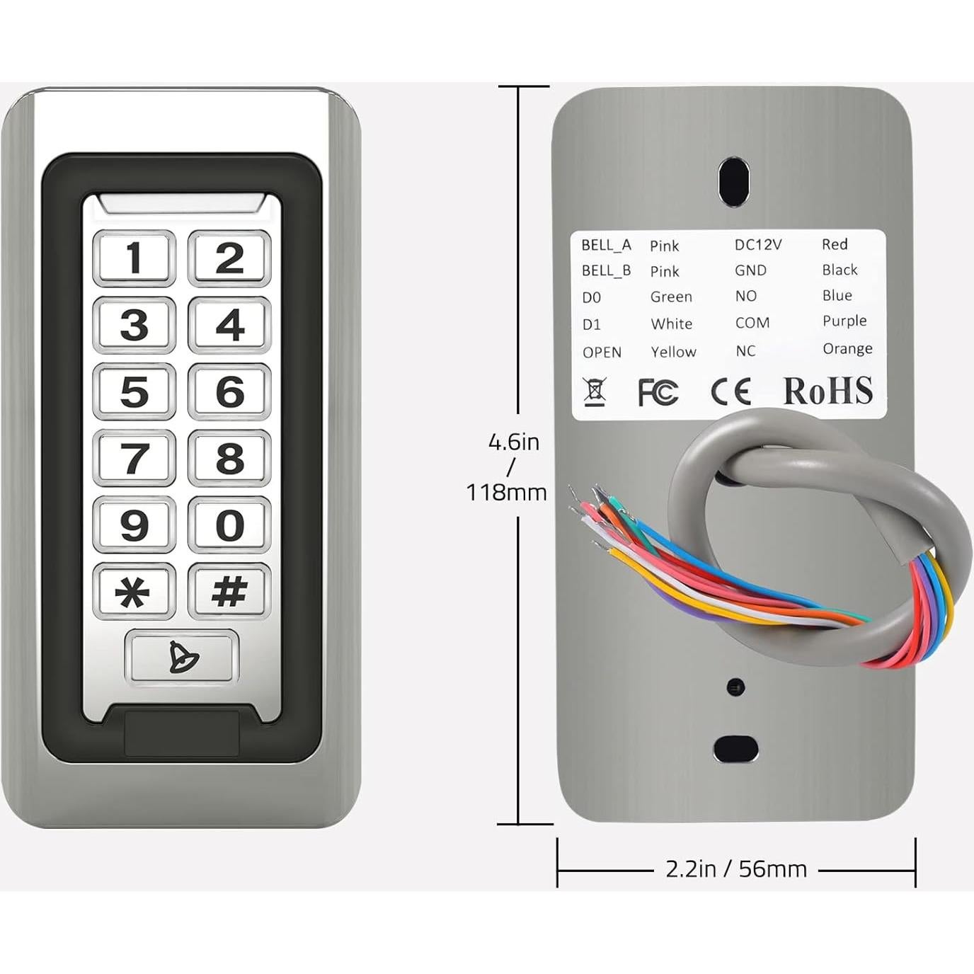 Teclado Control Acceso Inalámbrico AMOCAM S602-TUYA LED