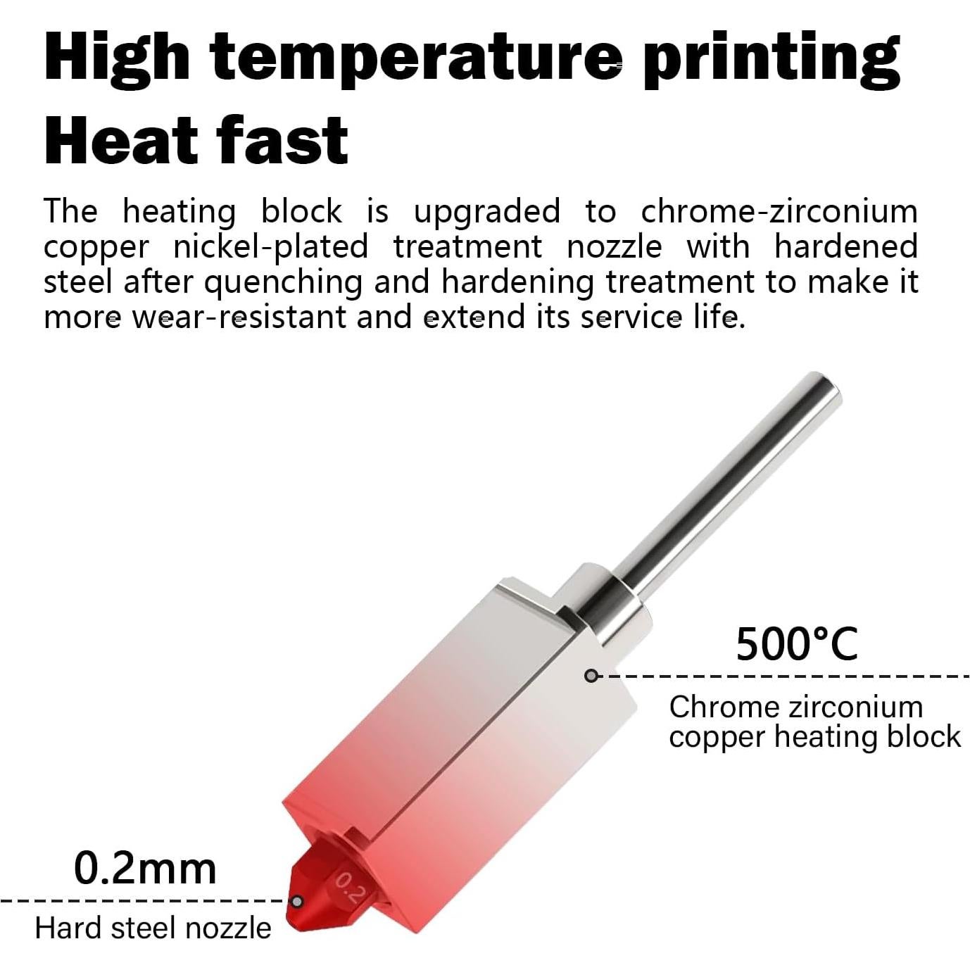 Hotend 0.2mm HysiPrui para Impresora 3D Bambu Lab P1P/P1S