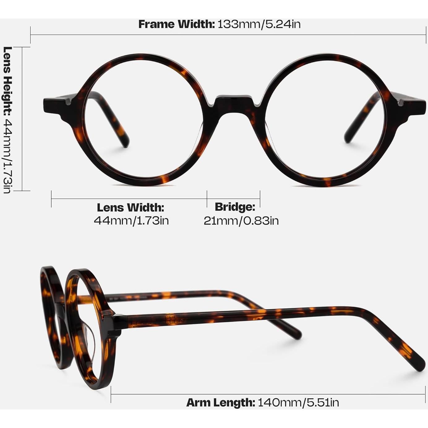 Gafas Redondas Vintage Zeelool Acetato Lente Claro