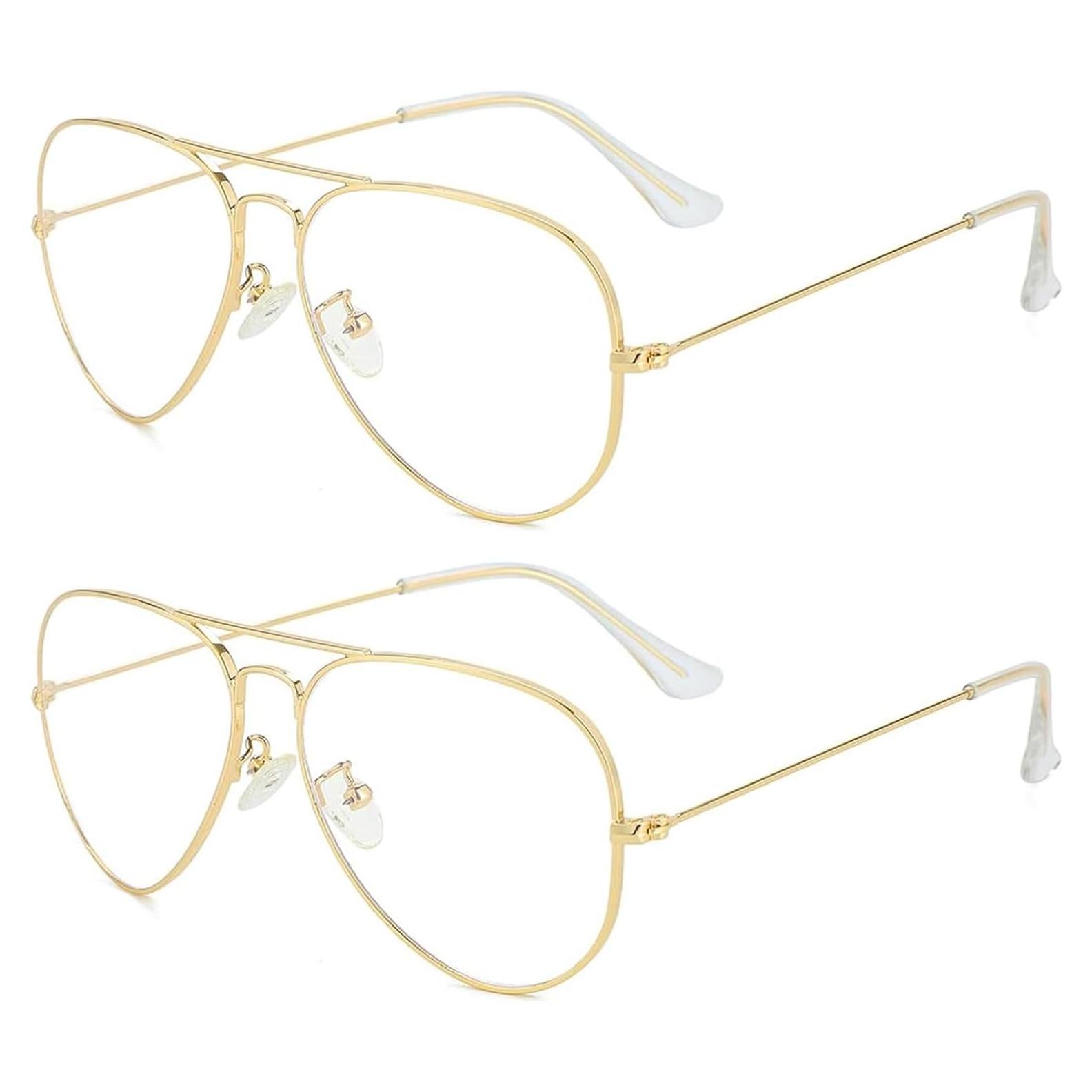 Gafas Aviador Clásicas Unisex Metal Lentes Transparentes