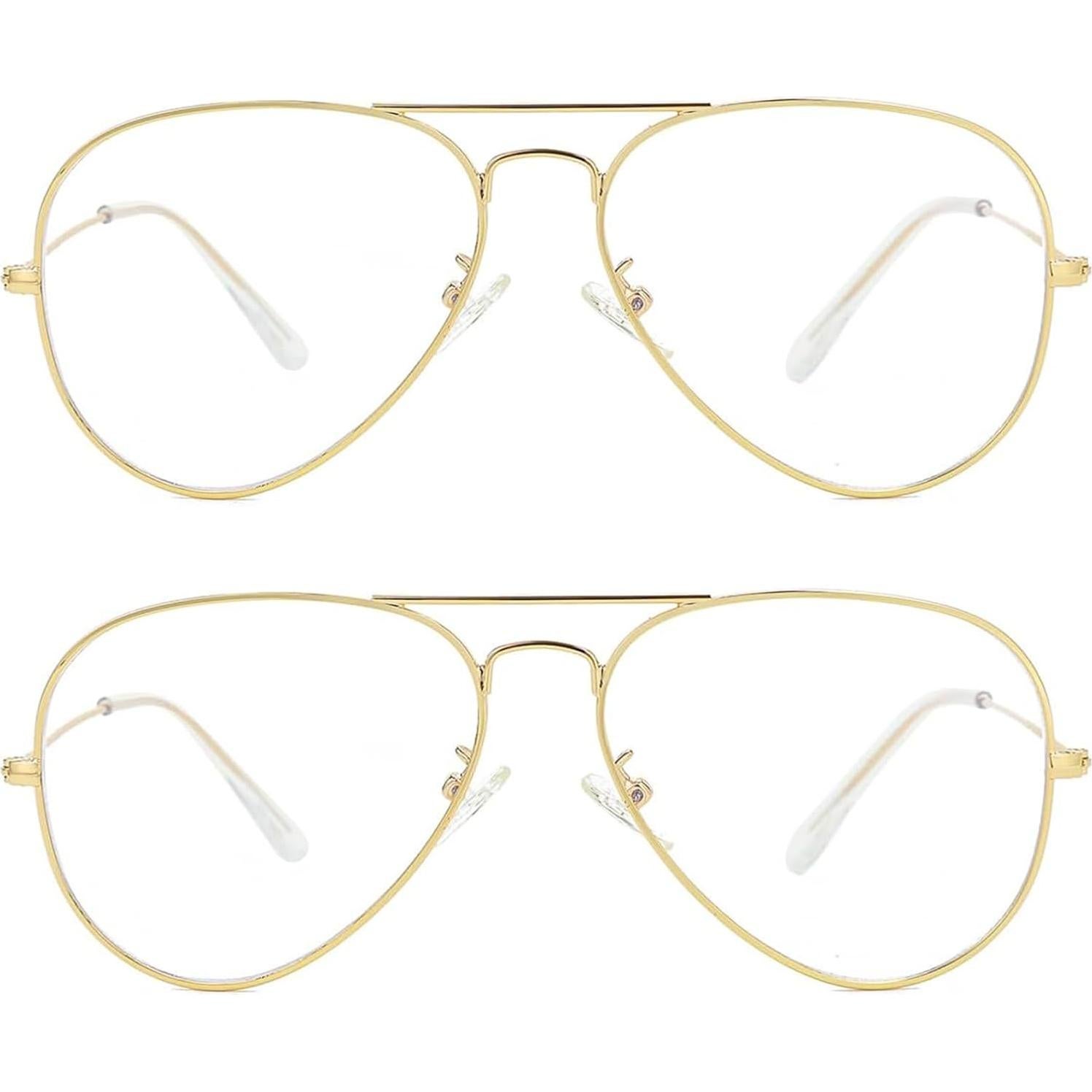 Gafas Aviador Clásicas Unisex Metal Lentes Transparentes