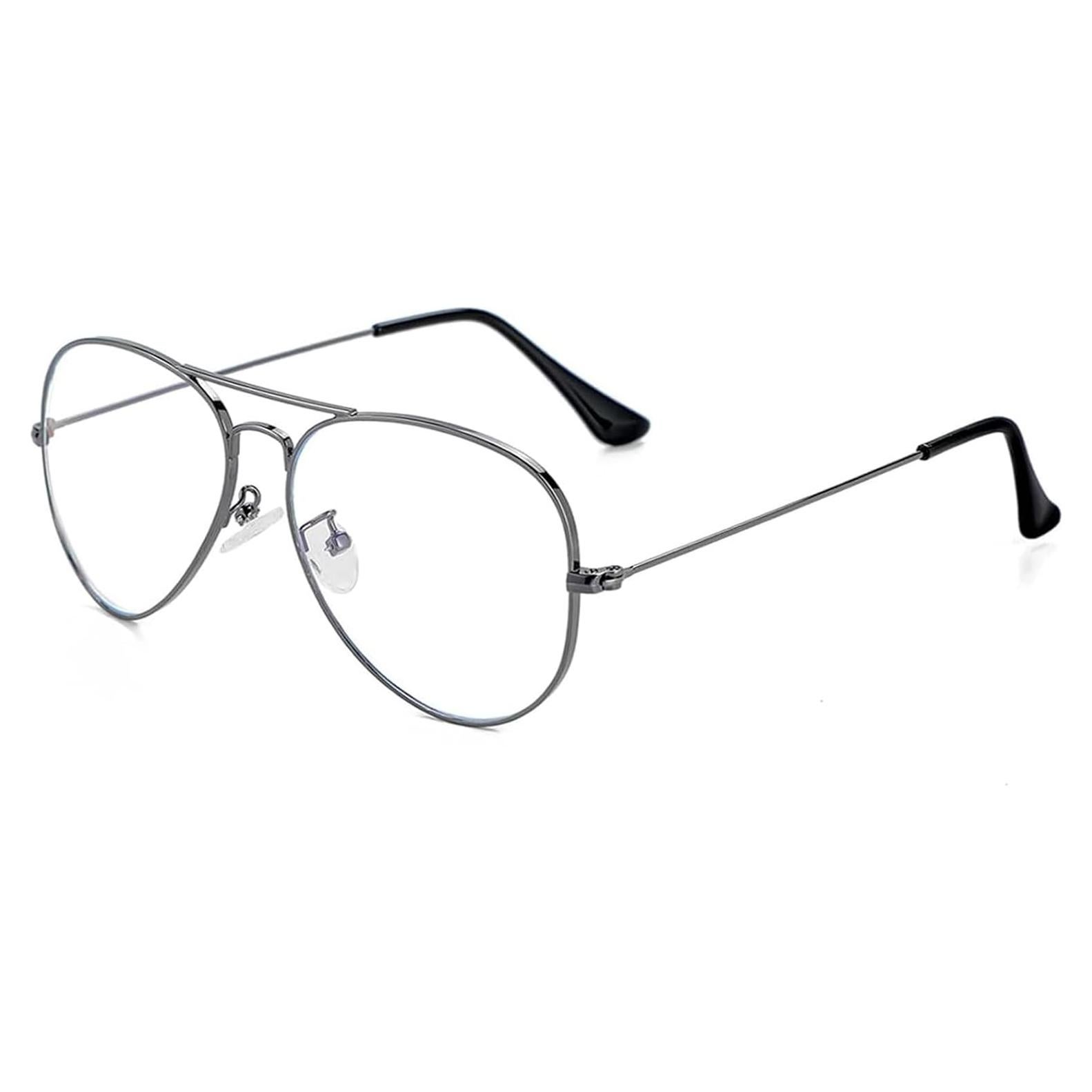 Gafas Aviador Clásicas Unisex Metal Lentes Transparentes